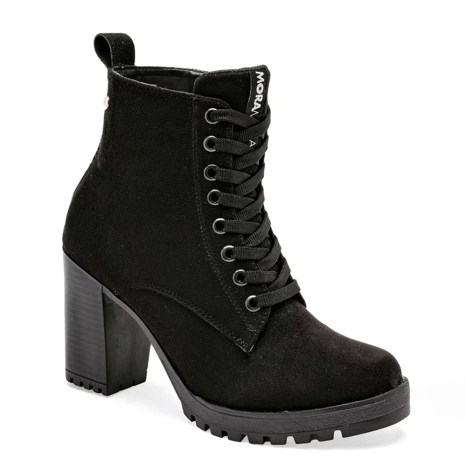 BOTA CON AGUJETA Y TACON CUADRADO de Moramora Para Mujer Negro 2012034 T7
