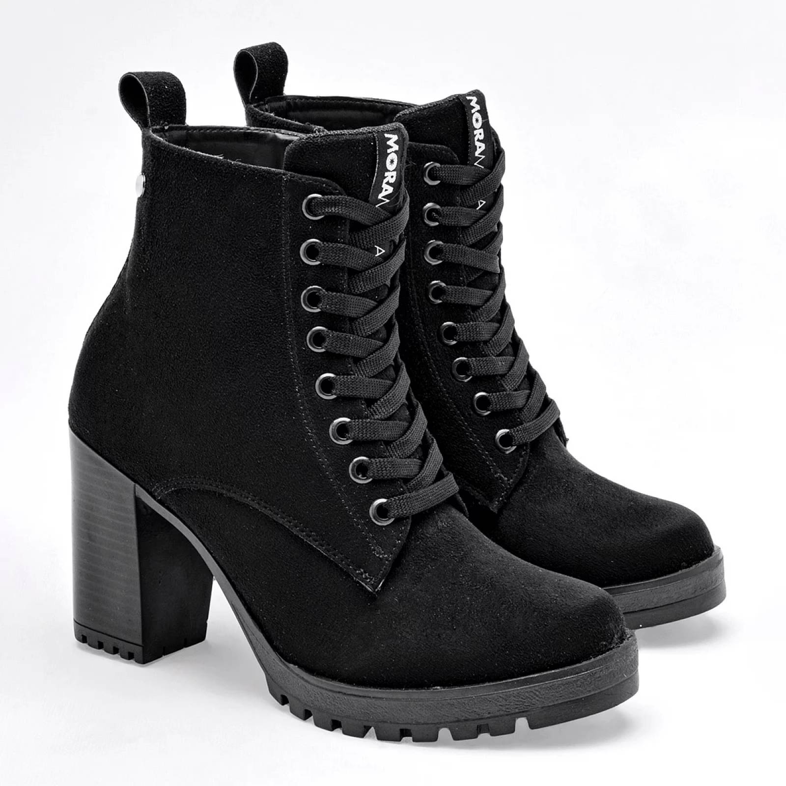 BOTA CON AGUJETA Y TACON CUADRADO de Moramora Para Mujer Negro 2012034 T7