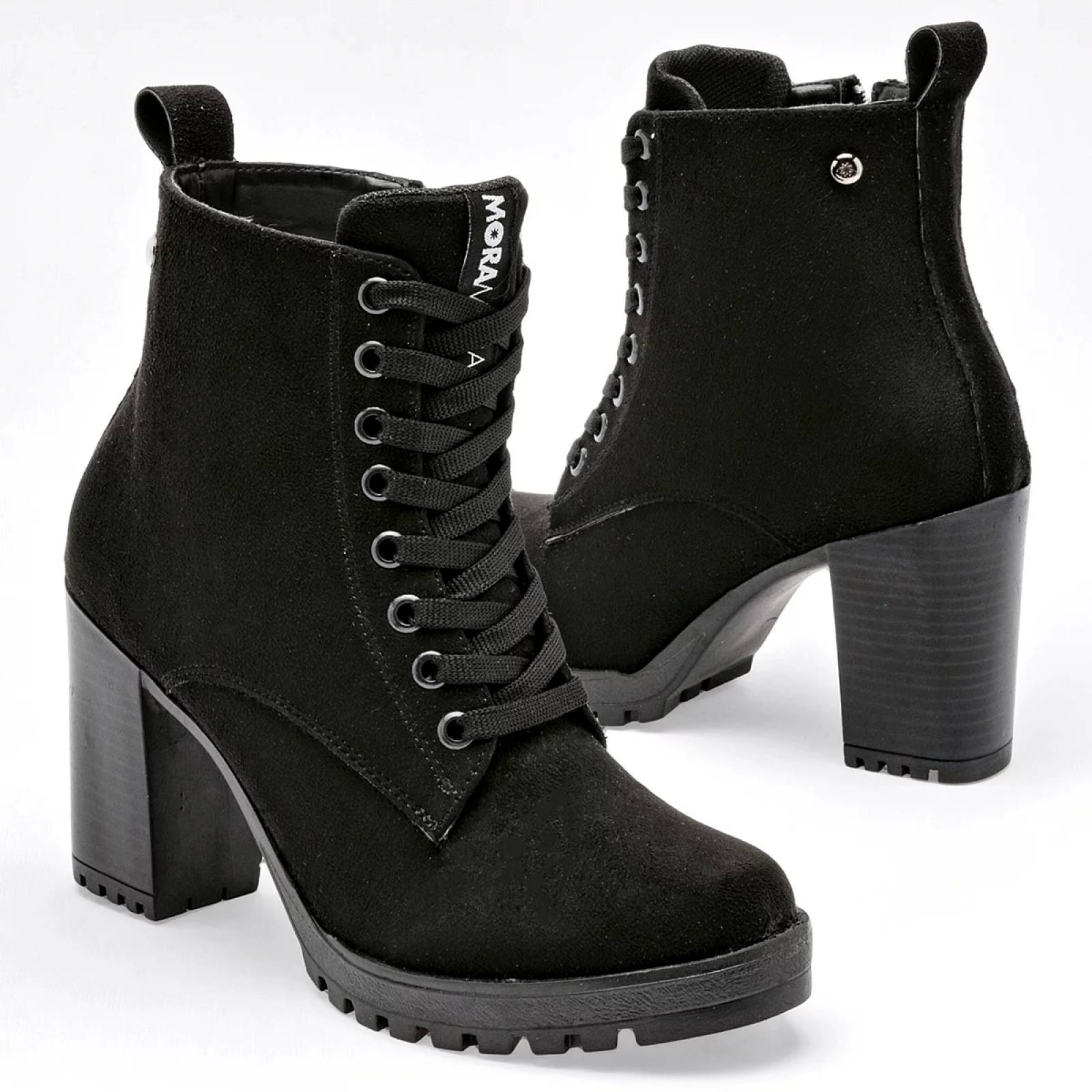 BOTA CON AGUJETA Y TACON CUADRADO de Moramora Para Mujer Negro 2012034 T7