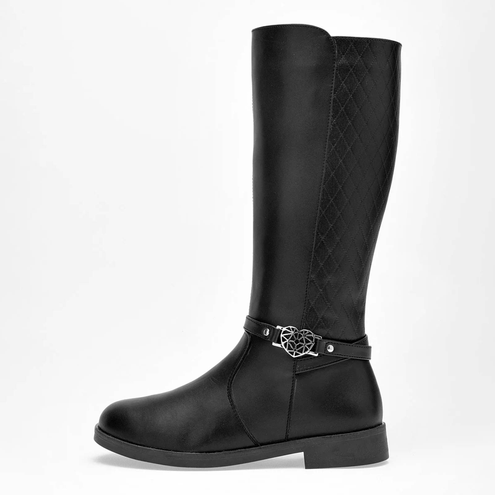 BOTA LARGA DE HEBILLA CORAZON  de Tropicana Para Mujer Negro 350001 T7