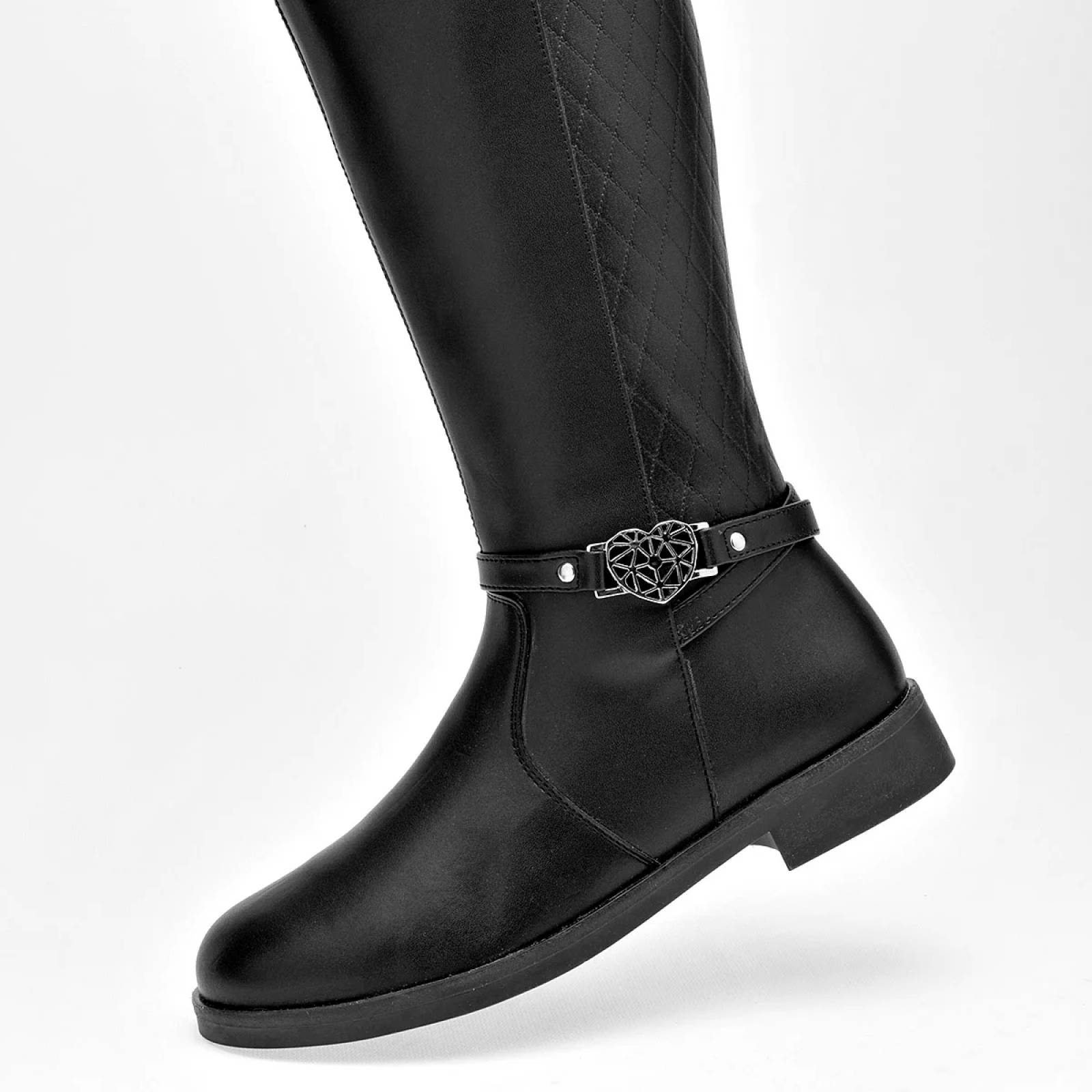 BOTA LARGA DE HEBILLA CORAZON  de Tropicana Para Mujer Negro 350001 T7