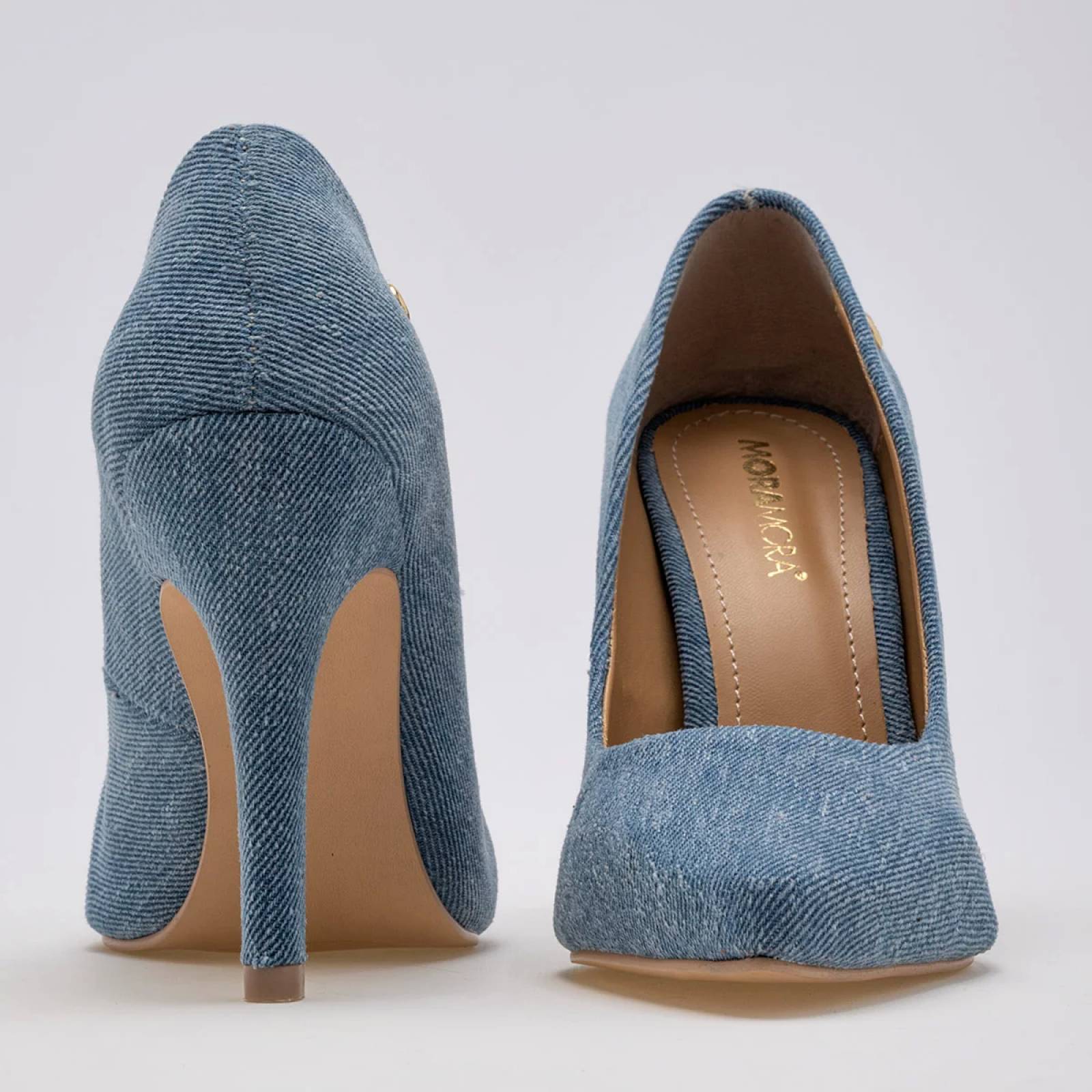 ZAPATILLA DE PUNTA CON TACON AGUJA de Moramora Para Mujer Azul 114441213 T7