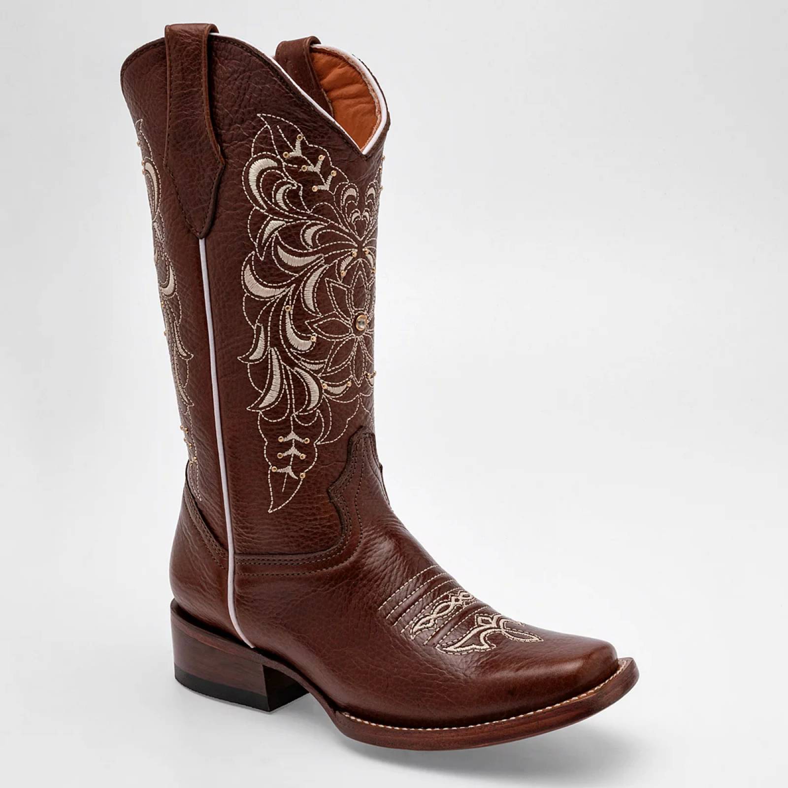 BOTA VAQUERA CON BORDADO de Trankas boots Para Mujer Cafe RD815 T7