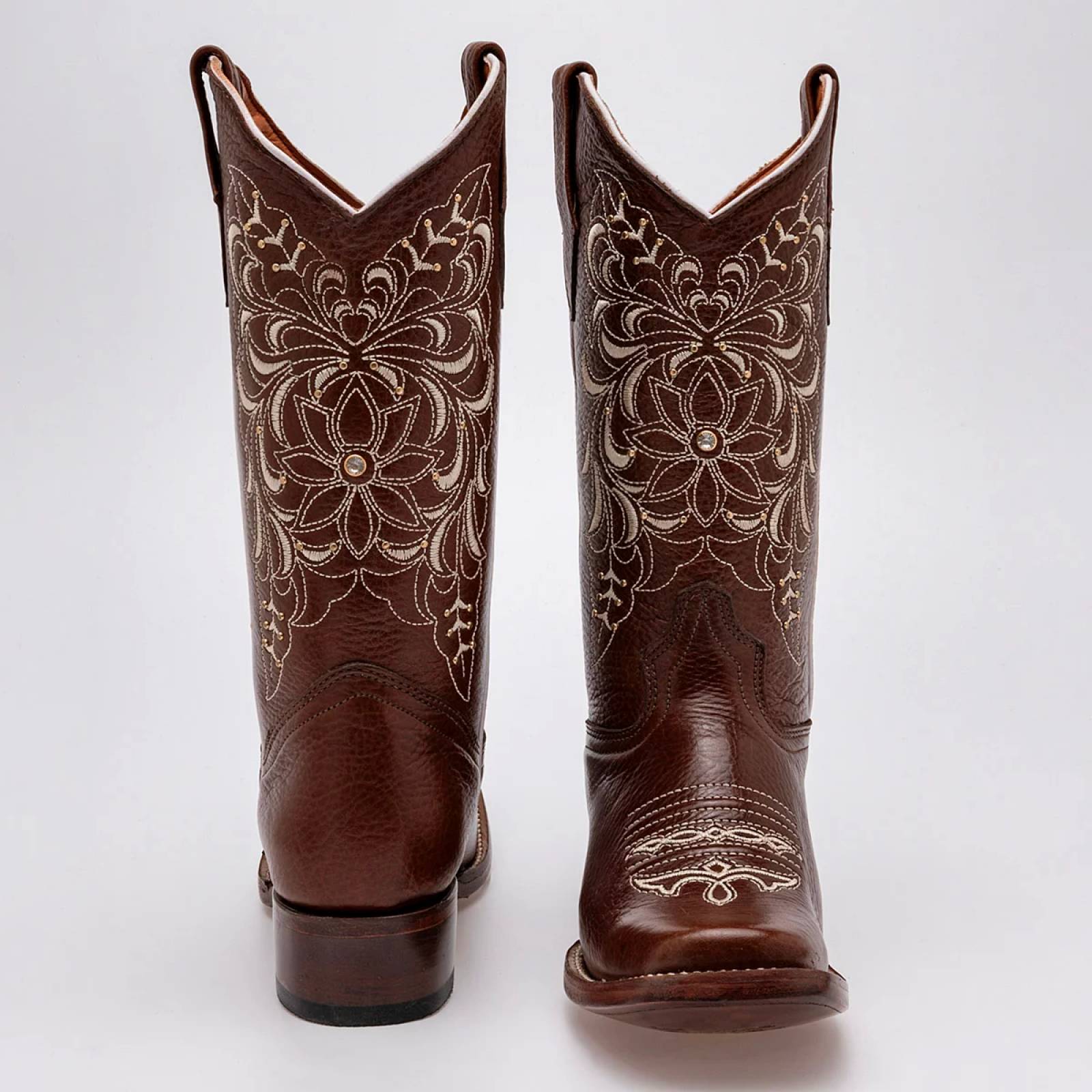 BOTA VAQUERA CON BORDADO de Trankas boots Para Mujer Cafe RD815 T7