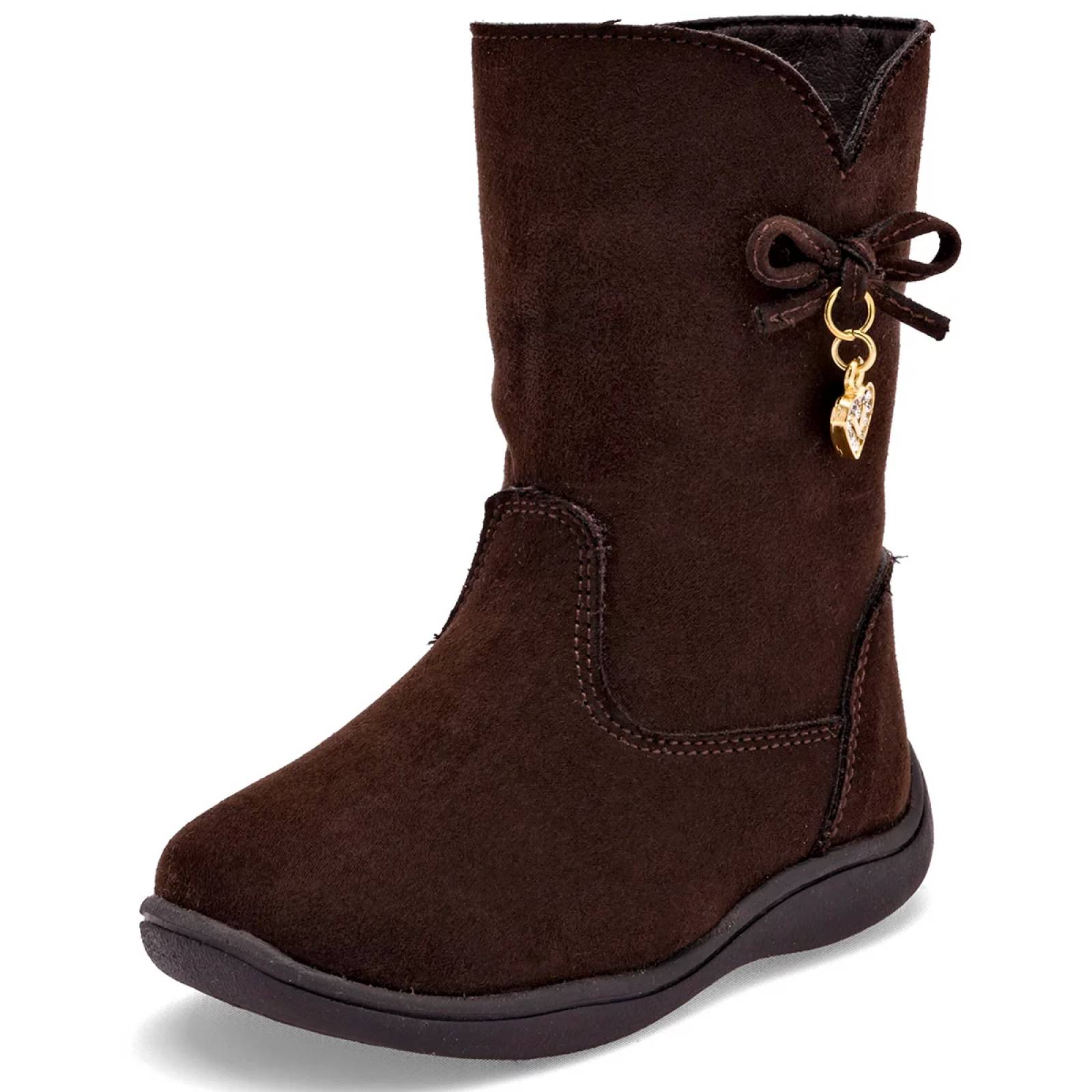 Botas de Piel Original Punta Amplia Cuadrada Para Niña Color Tan Gamuza - Hooch Boots main image 1