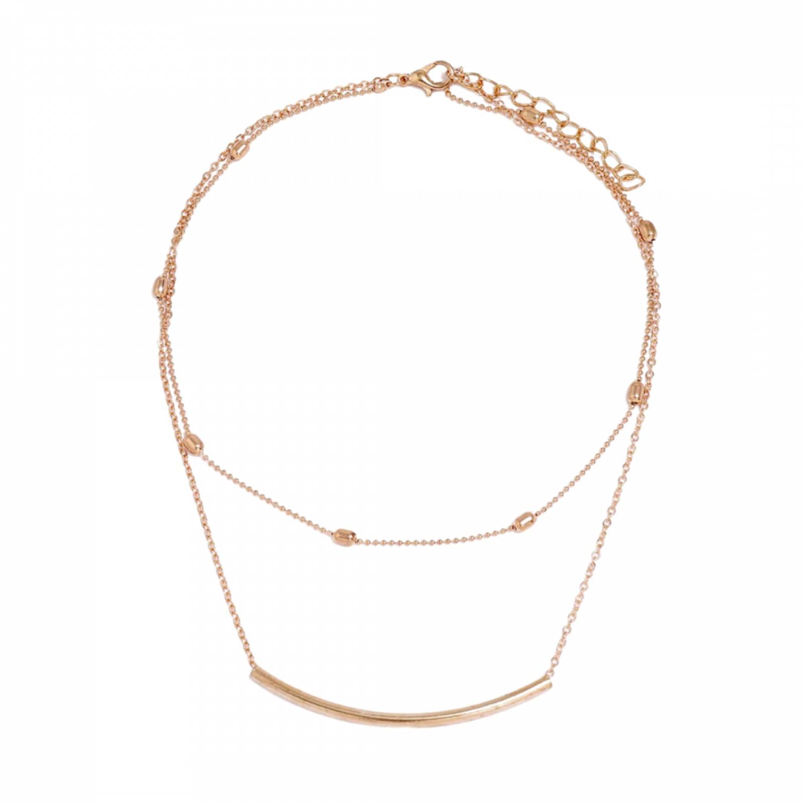 Collar Doble Capa Cadena Fina Chapa de Oro para Mujer