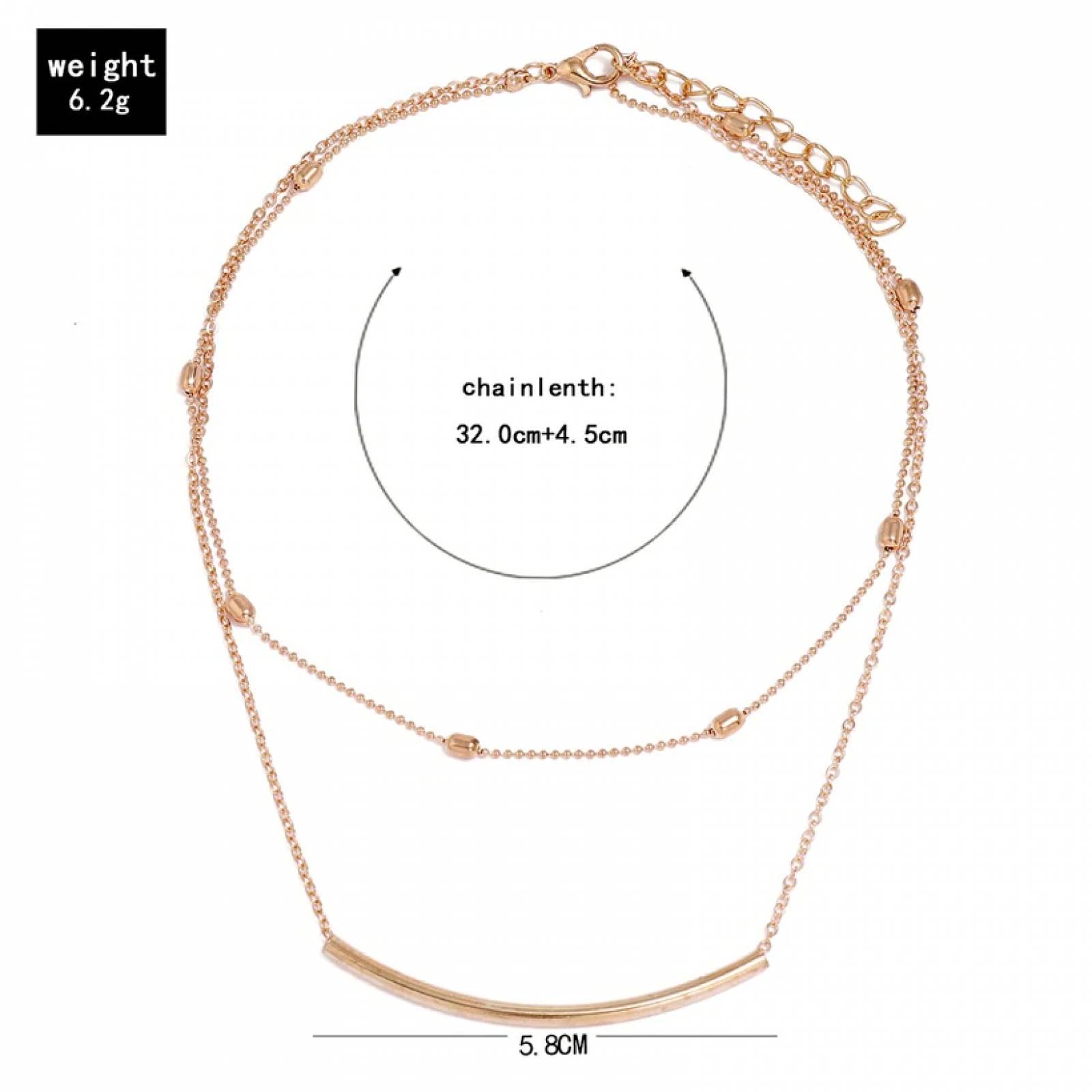 Collar Doble Capa Cadena Fina Chapa de Oro para Mujer