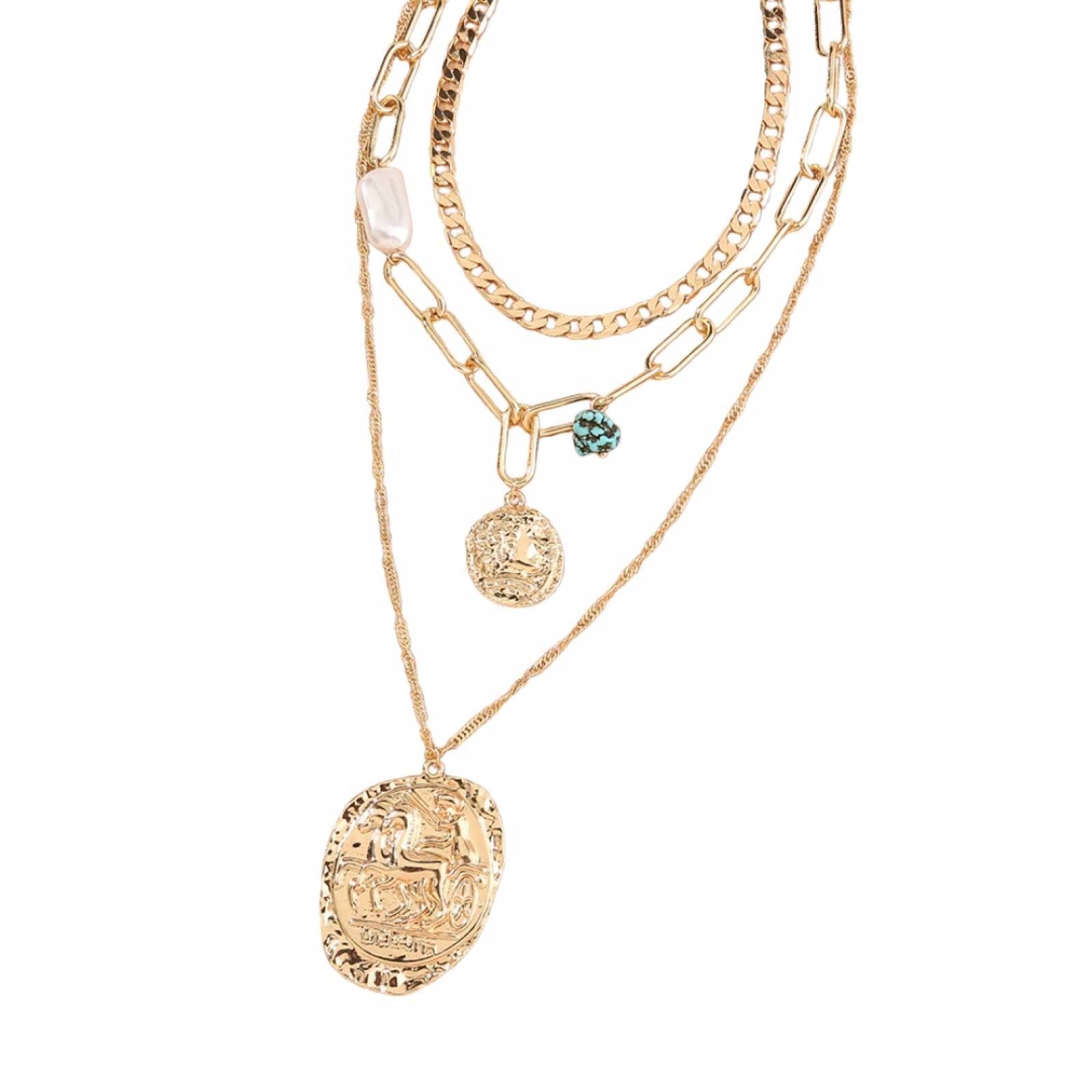 Collar Multicapa Dorado Chapa de Oro para Mujer