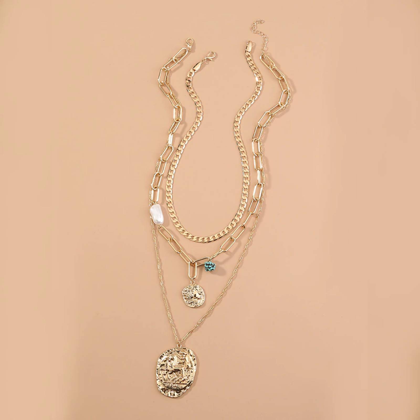 Collar Multicapa Dorado Chapa de Oro para Mujer