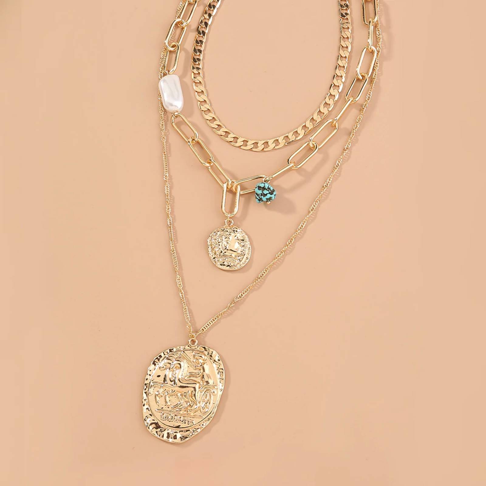 Collar Multicapa Dorado Chapa de Oro para Mujer