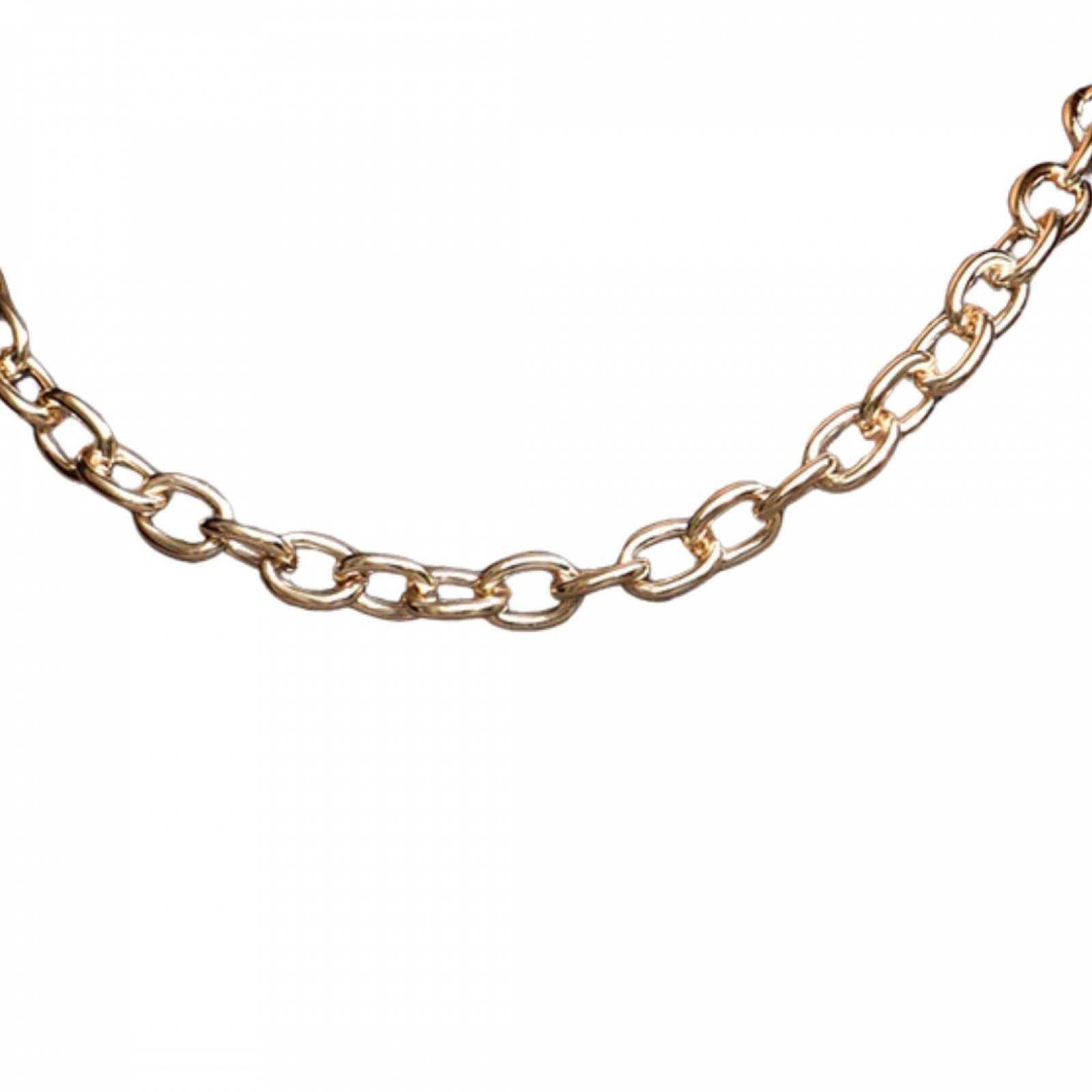 Collar Cadena Mediano Chapa de Oro para Mujer