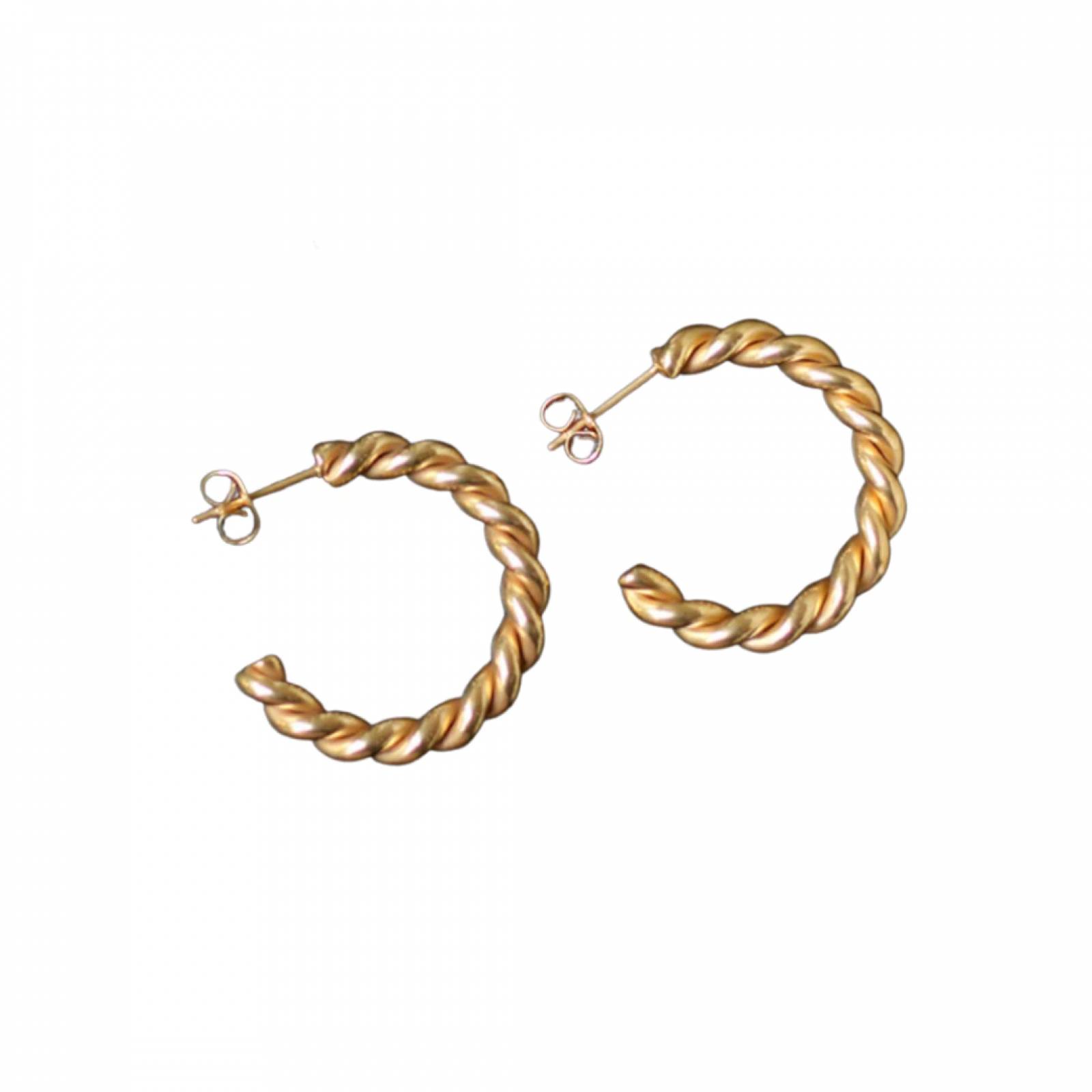 MORAOWA Aretes de aro dobles de oro con circonita cúbica trenzada  pavimentada, gruesos y abiertos, chapados en oro de 14 quilates, plata de  ley 925