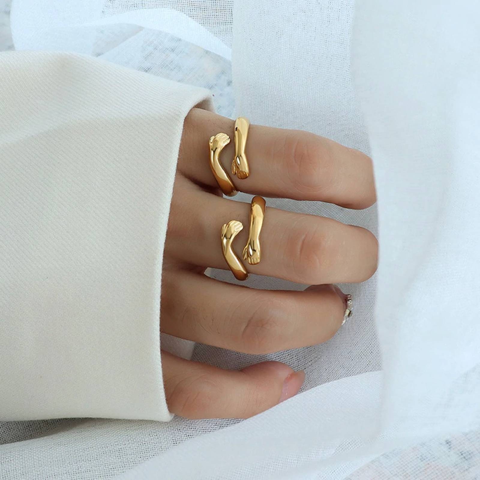 Anillo Manitas Chapa de Oro para Mujer