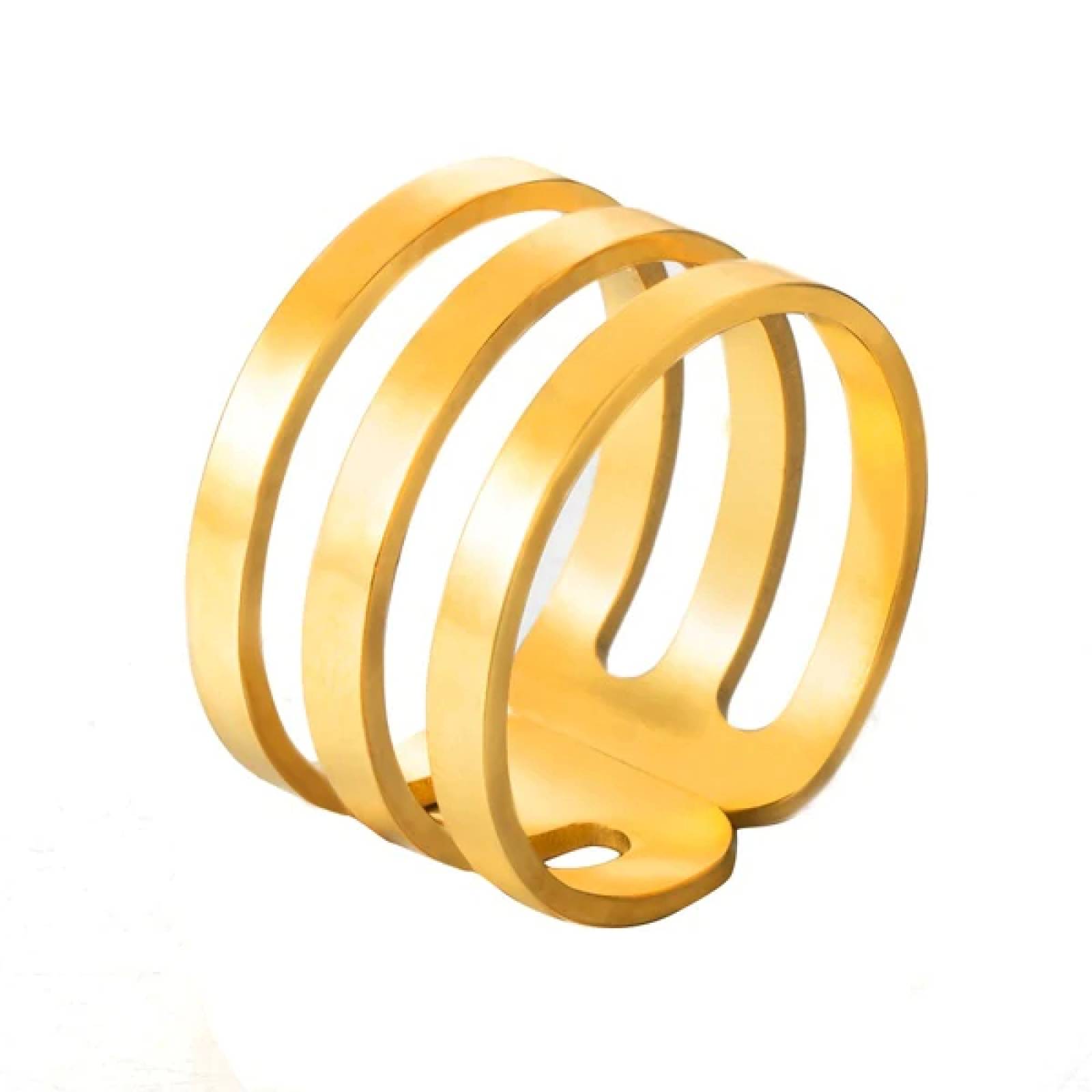 Set de 3 Anillos Lisos Chapa de Oro para Mujer