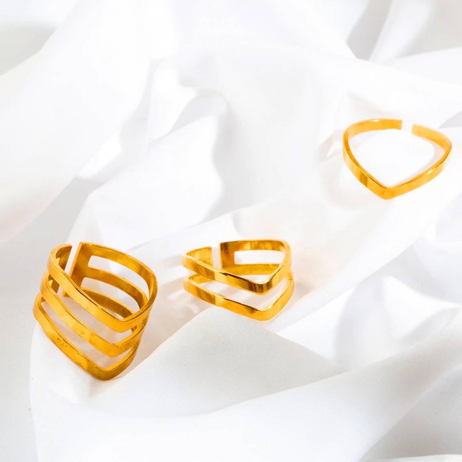 Set de 2 anillos Oro Chapa de Oro para Mujer
