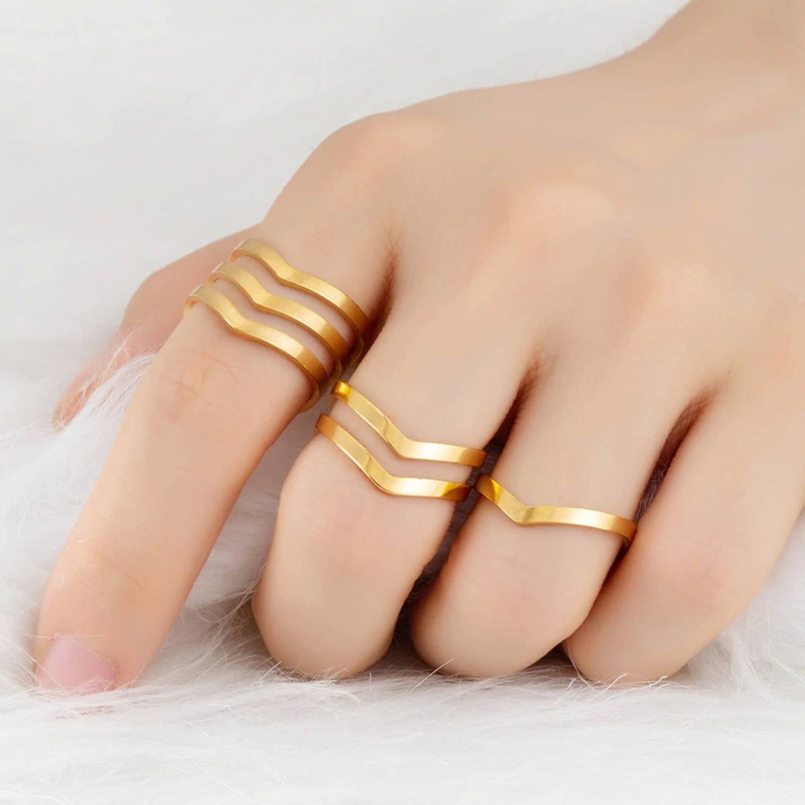 Set de 2 anillos Oro Chapa de Oro para Mujer