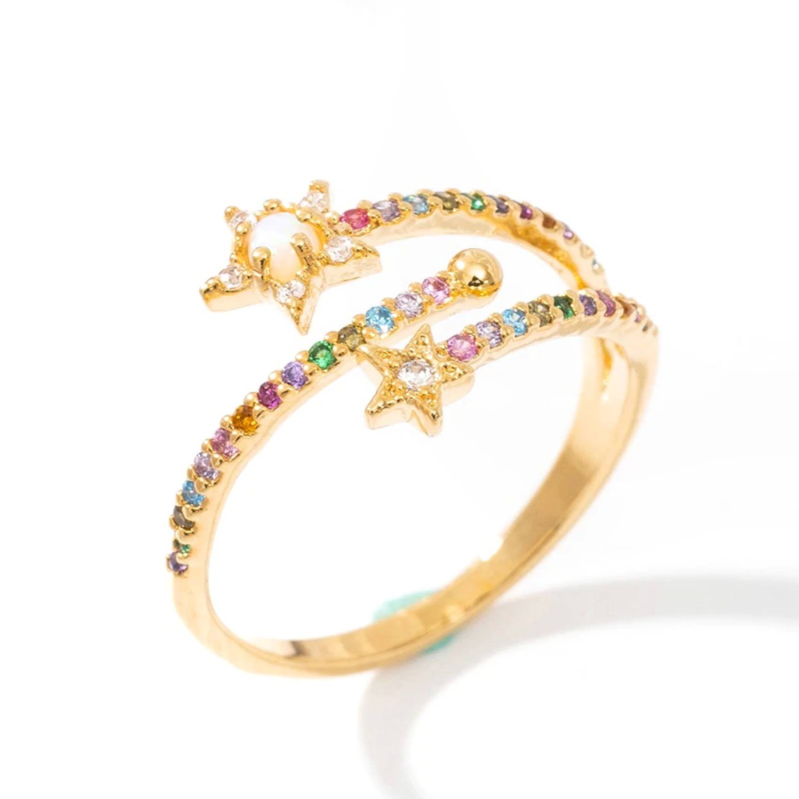 Anillo Arcoíris Estrella Chapa de Oro para Mujer