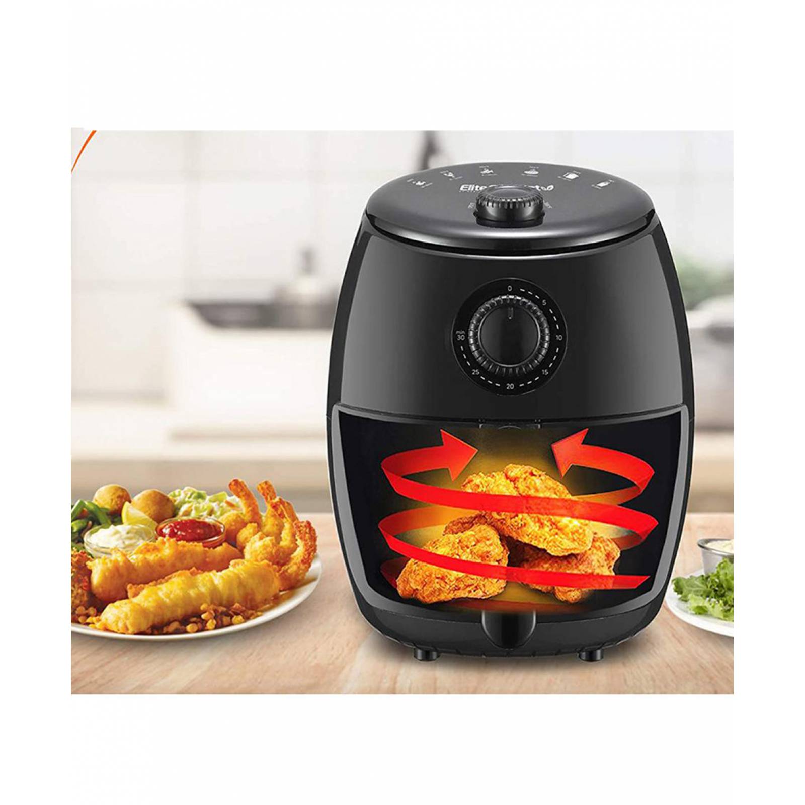 Freidora Eléctrica De Aire Elite Gourmet EAF-0201BG de 1.98 Litros Negro