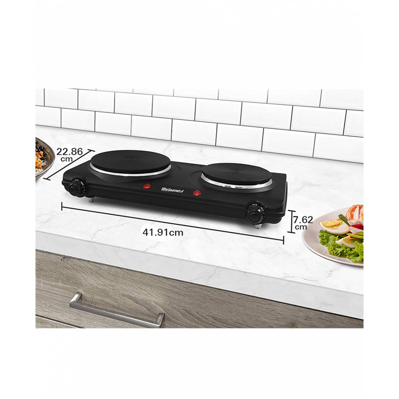 Parrilla Electrica Elite Cuisine EDB-302BF 2 Quemadores Negro