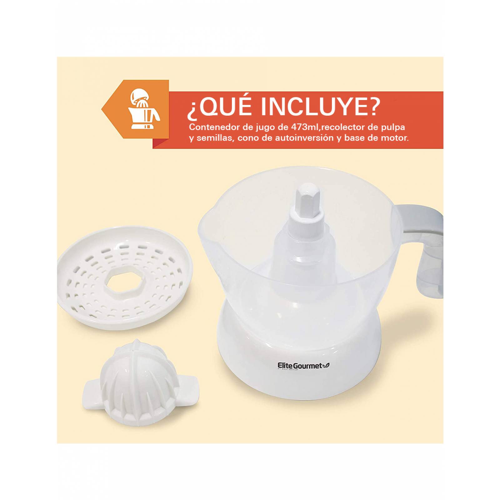 Exprimidor De Jugos Elite Gourmet ETS-411 Eléctrico 470 Ml Blanco