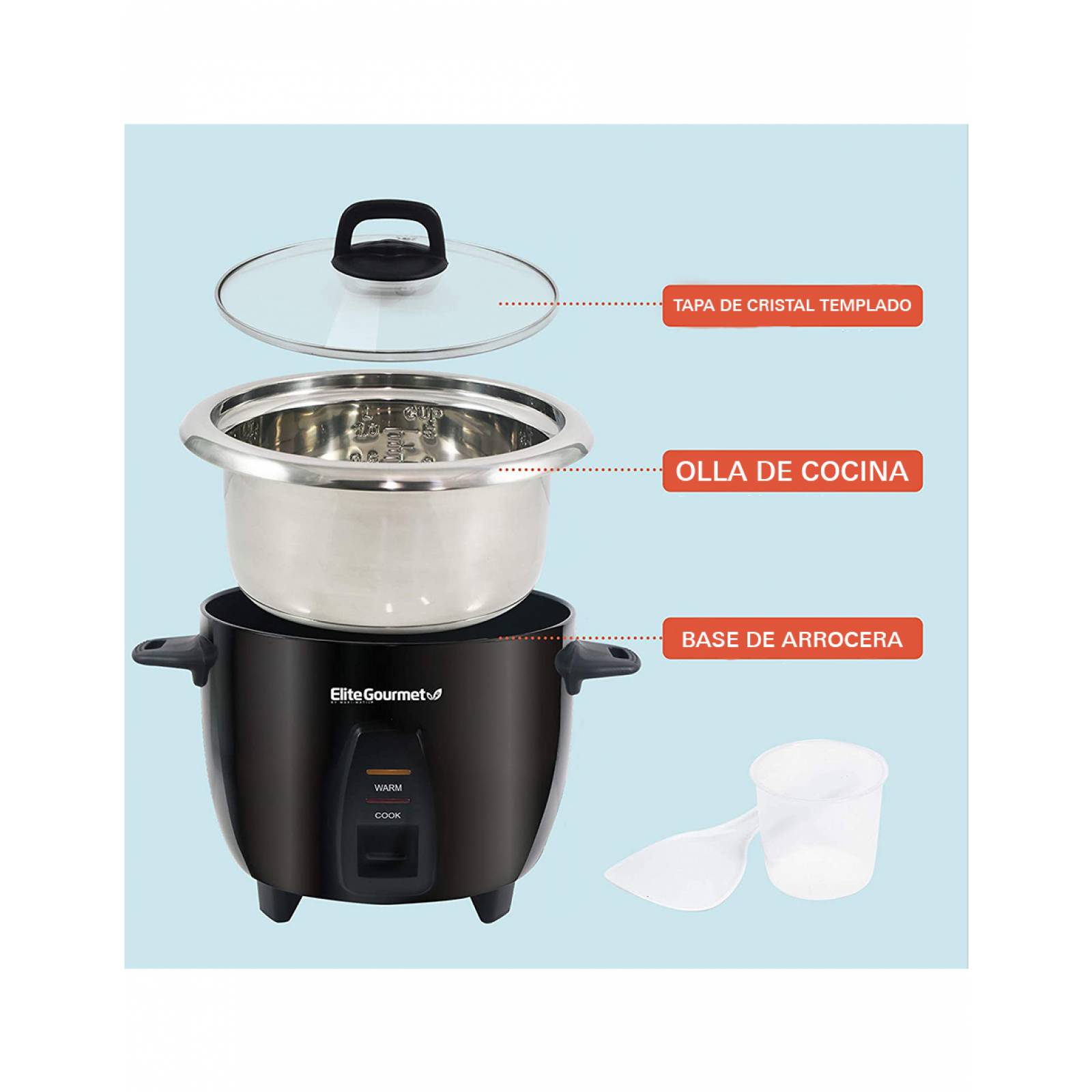 Arrocera Y Vaporera Eléctrica Acero Inoxidable Elite