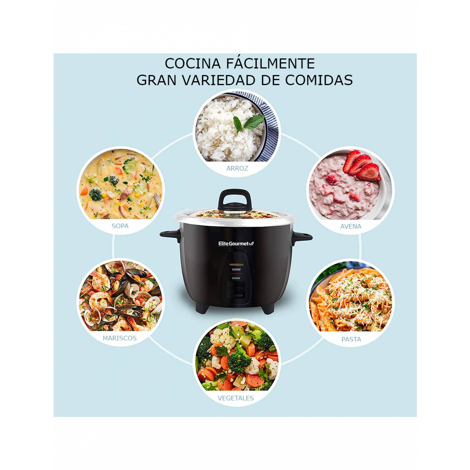 Arrocera Y Vaporera Eléctrica Acero Inoxidable Elite