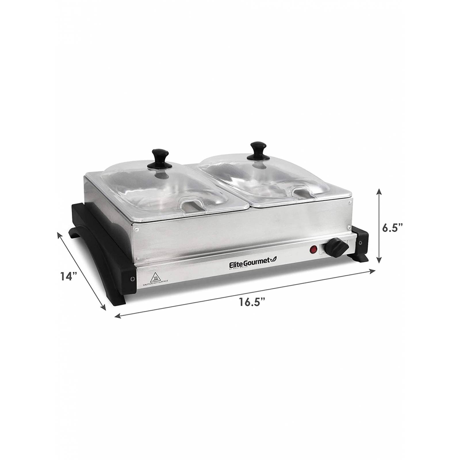 Buffetera Electrica Elite Gourmet  EWM-6122SC 2 Divisiones Acero Inoxidable Plateada