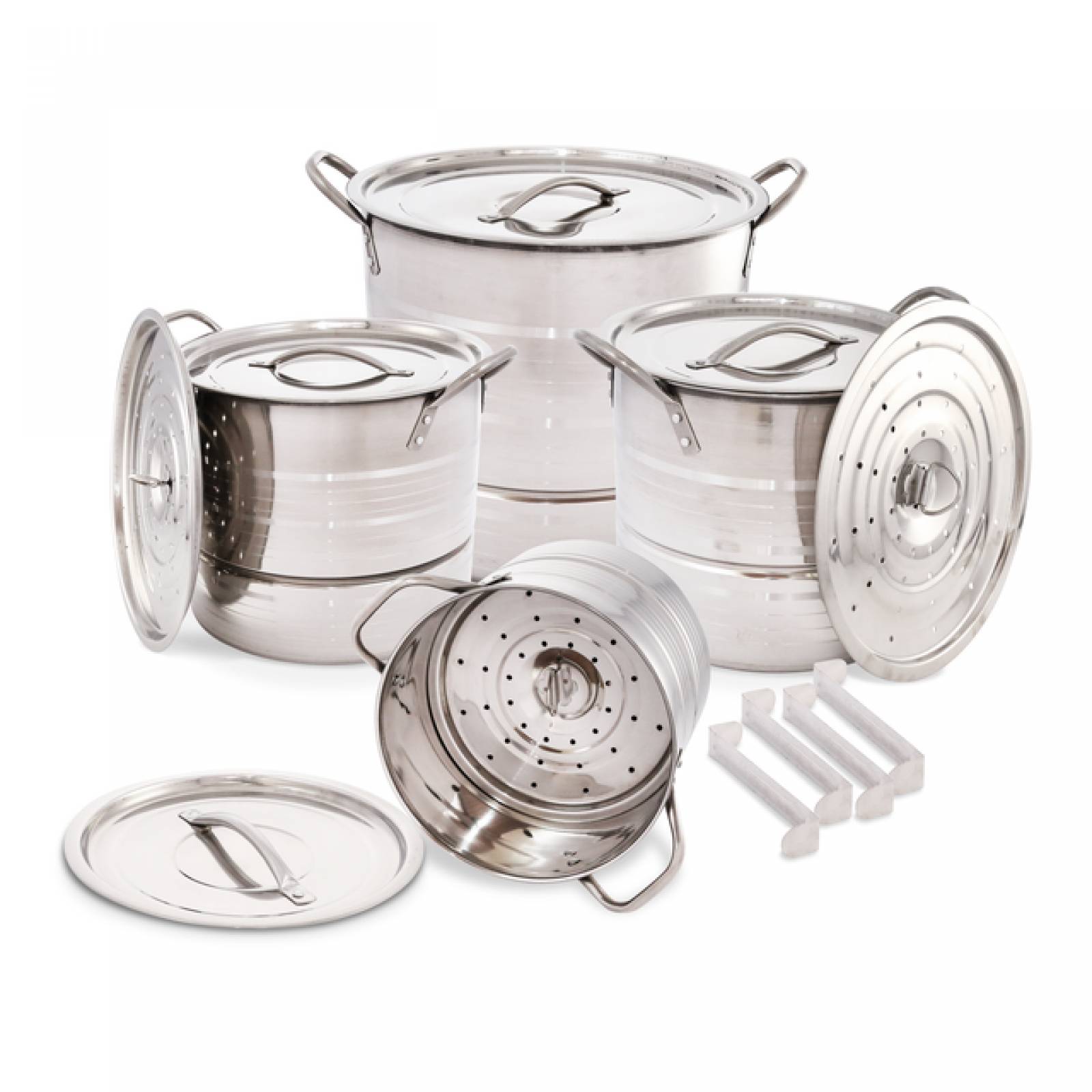 4 Ollas Vaporeras Acero Con Tapa Y Disco De Vapor Royal Haus
