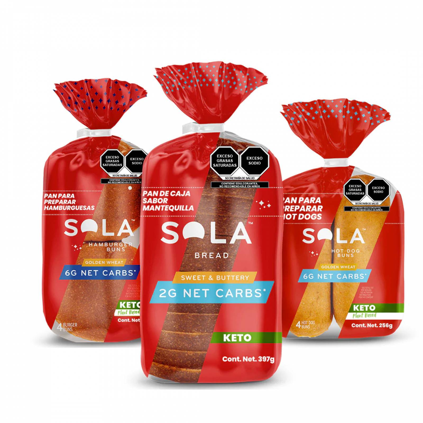 Panes Keto En 3 Pack De Caja, Hamburguesa Y Hotdog De Sola