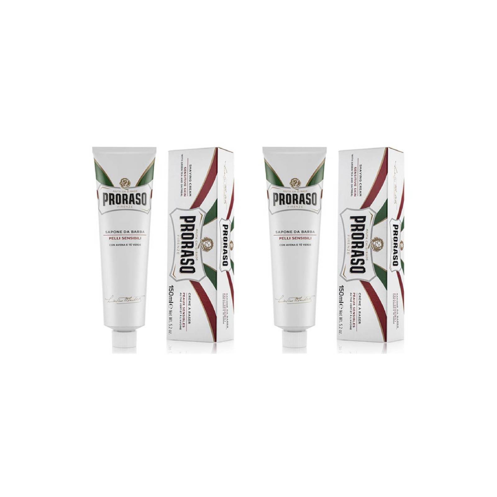 Proraso Duopack Jabón para Afeitar en Tubo Te Verde y Avena Pieles Sensibles 150 ml