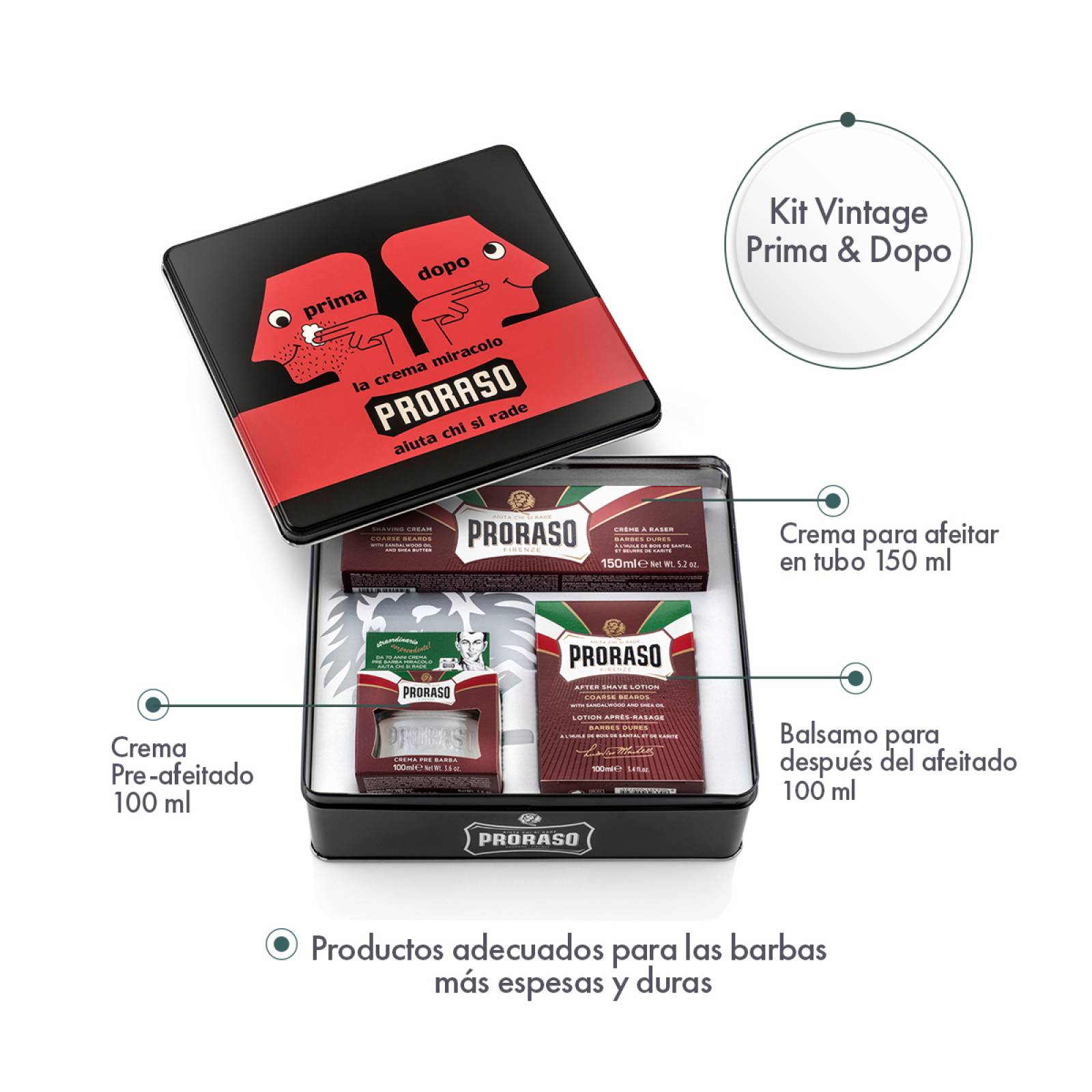 Proraso Kit de Afeitar Prima & Dopo Sandalo y Karite