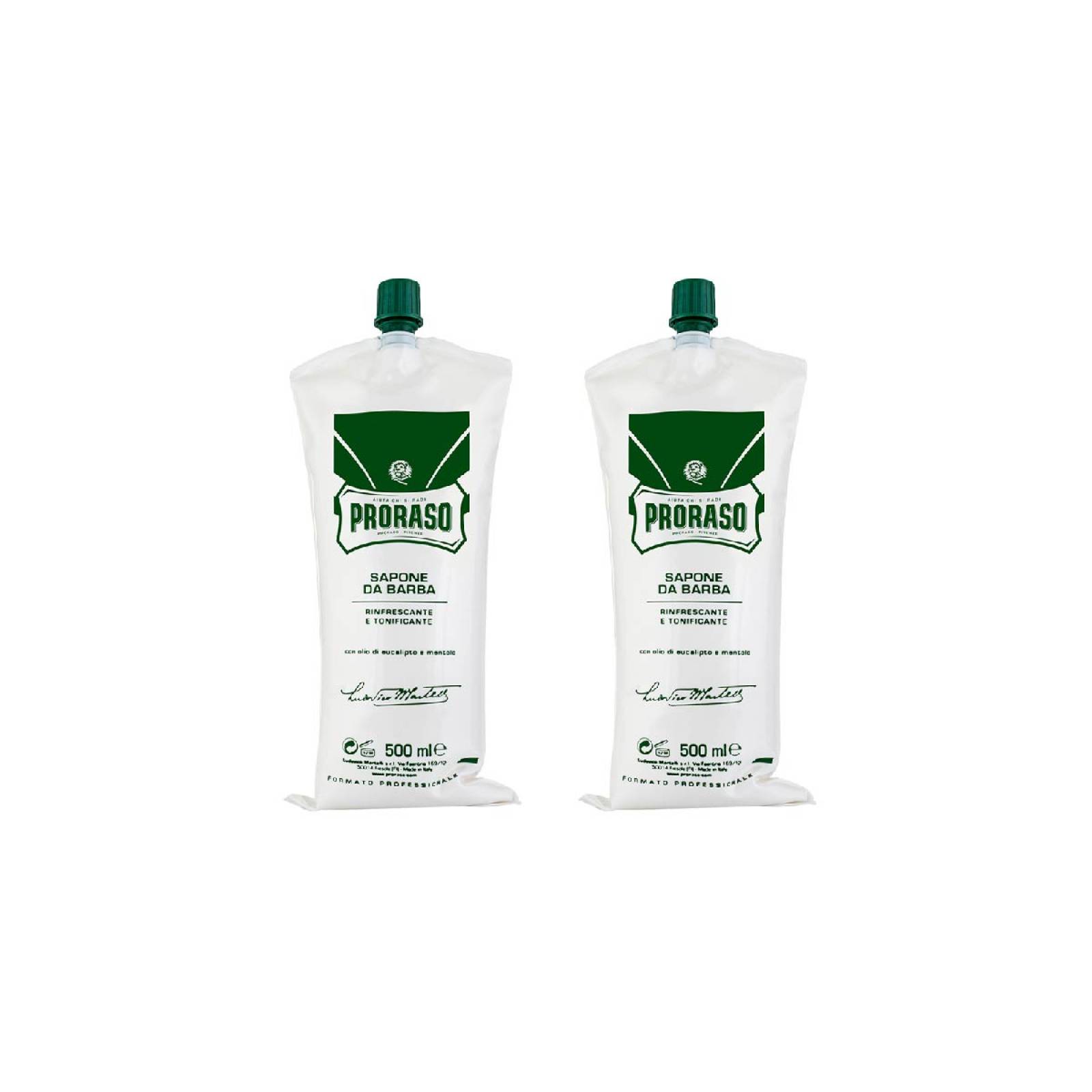 Proraso Duopack Jabón para Afeitar en Tubo Profesional Eucalipto y Mentol Refrescante 500 ml