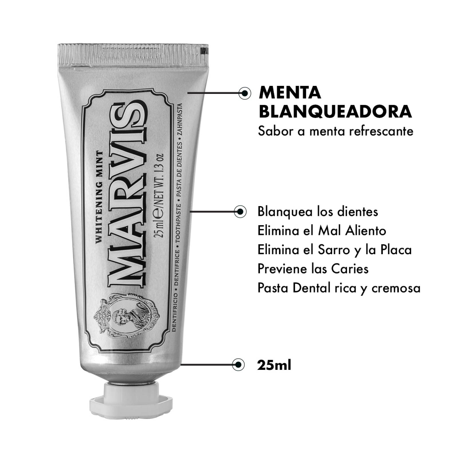 Marvis Pasta de Dientes Menta Blanqueadora 25 ml