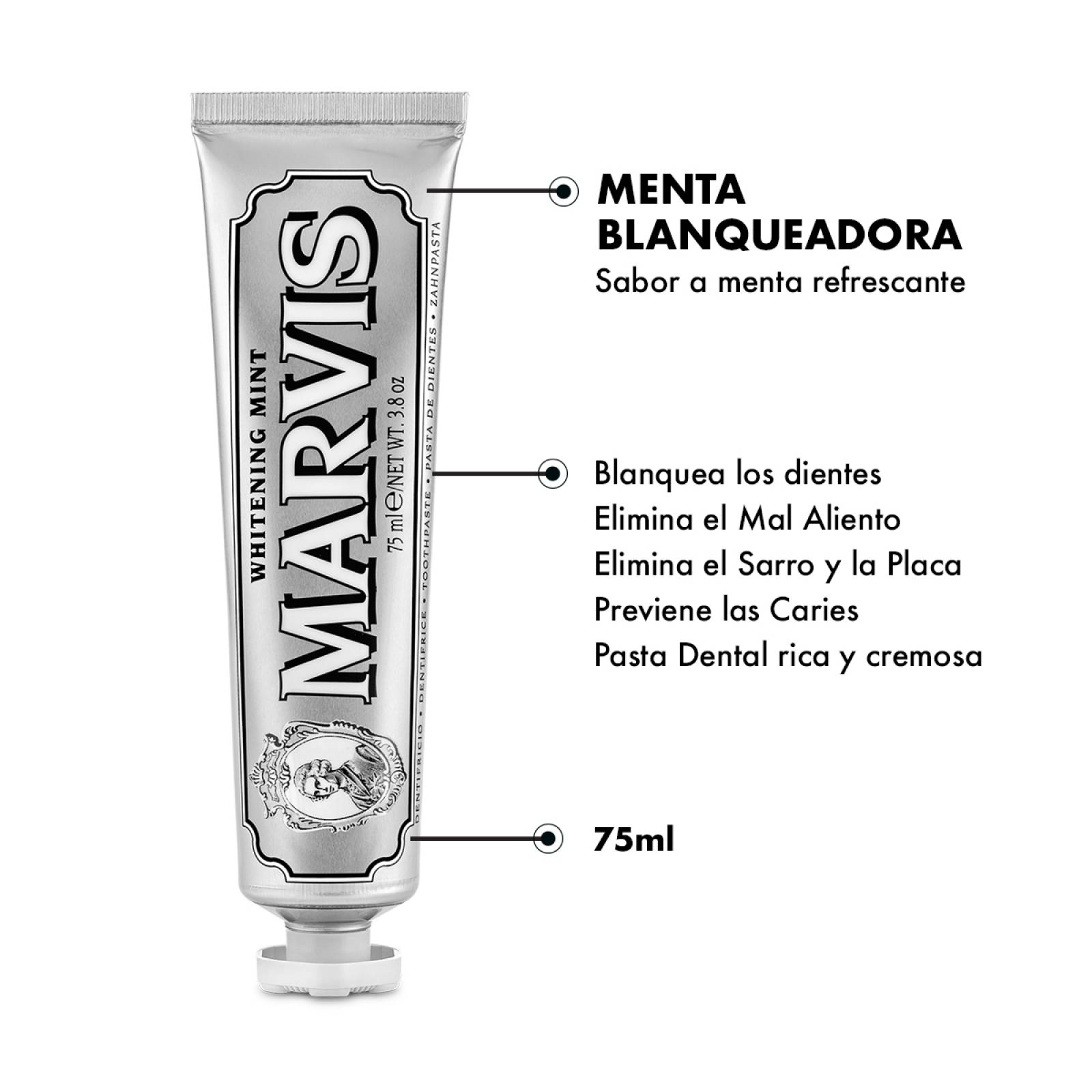Marvis Pasta de Dientes Menta Blanqueadora 75 ml.
