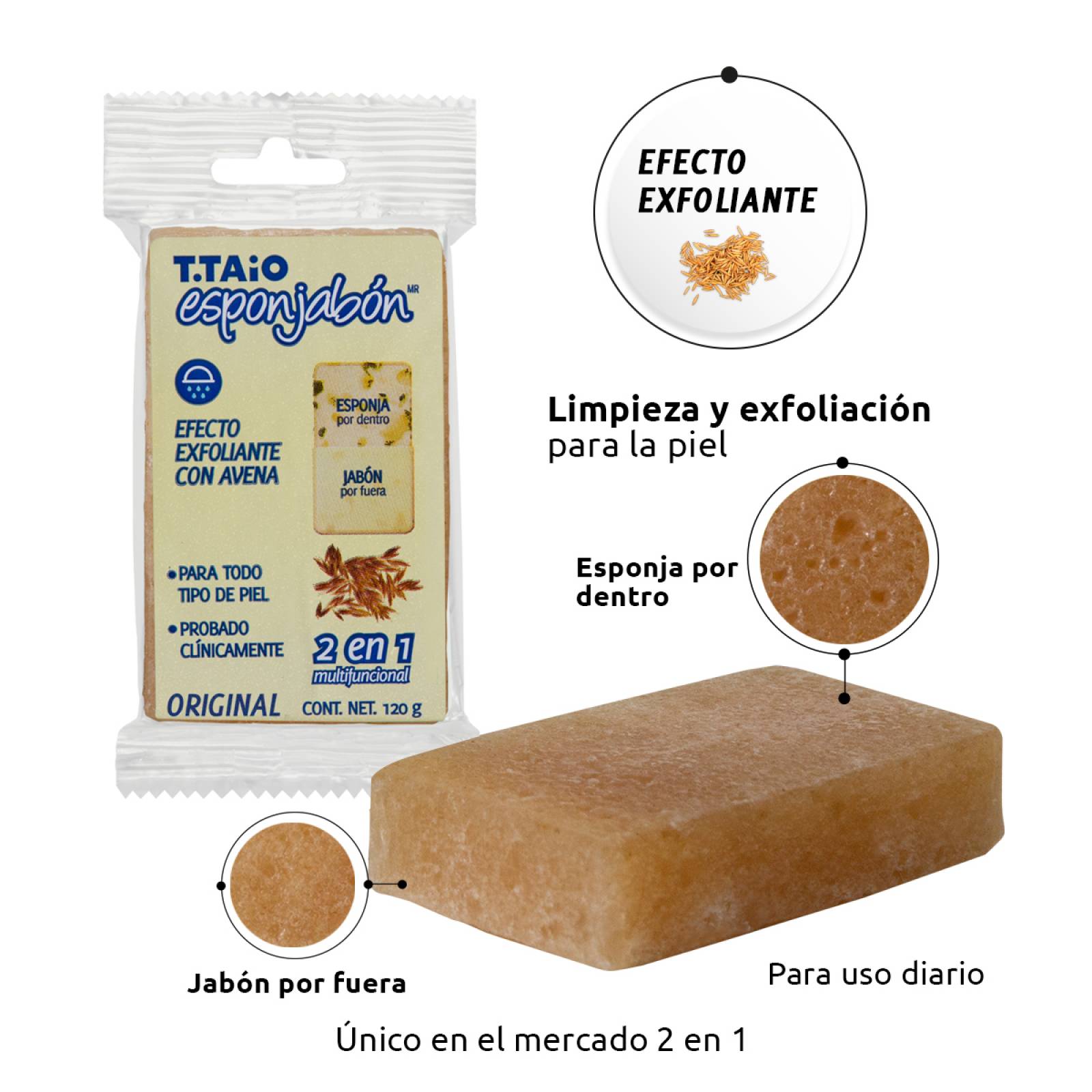 T.Taio Esponjabon Avena Exfoliante 2 en 1
