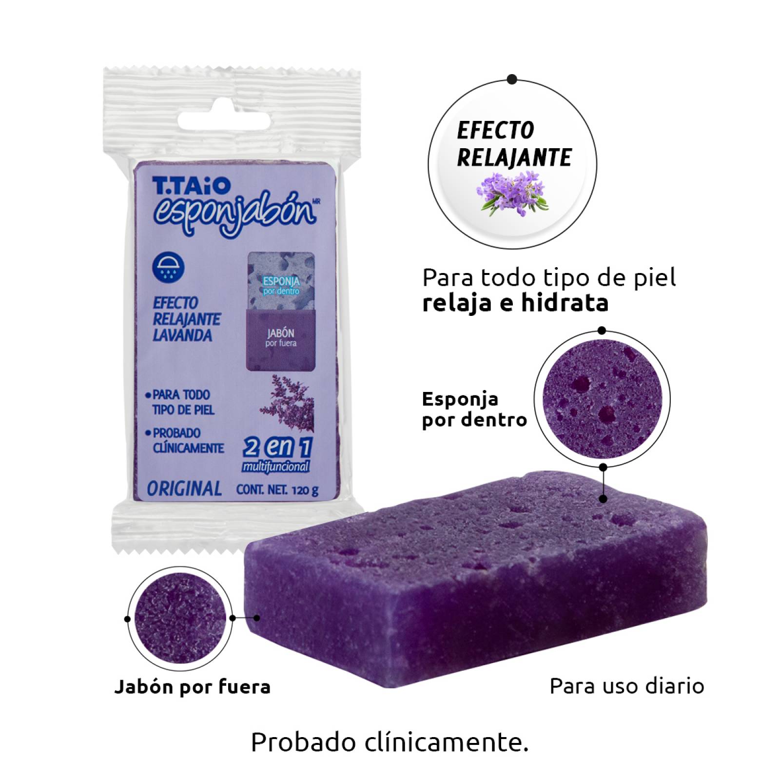 T.Taio Sixpack Esponjabon Lavanda Relajante 2 en 1
