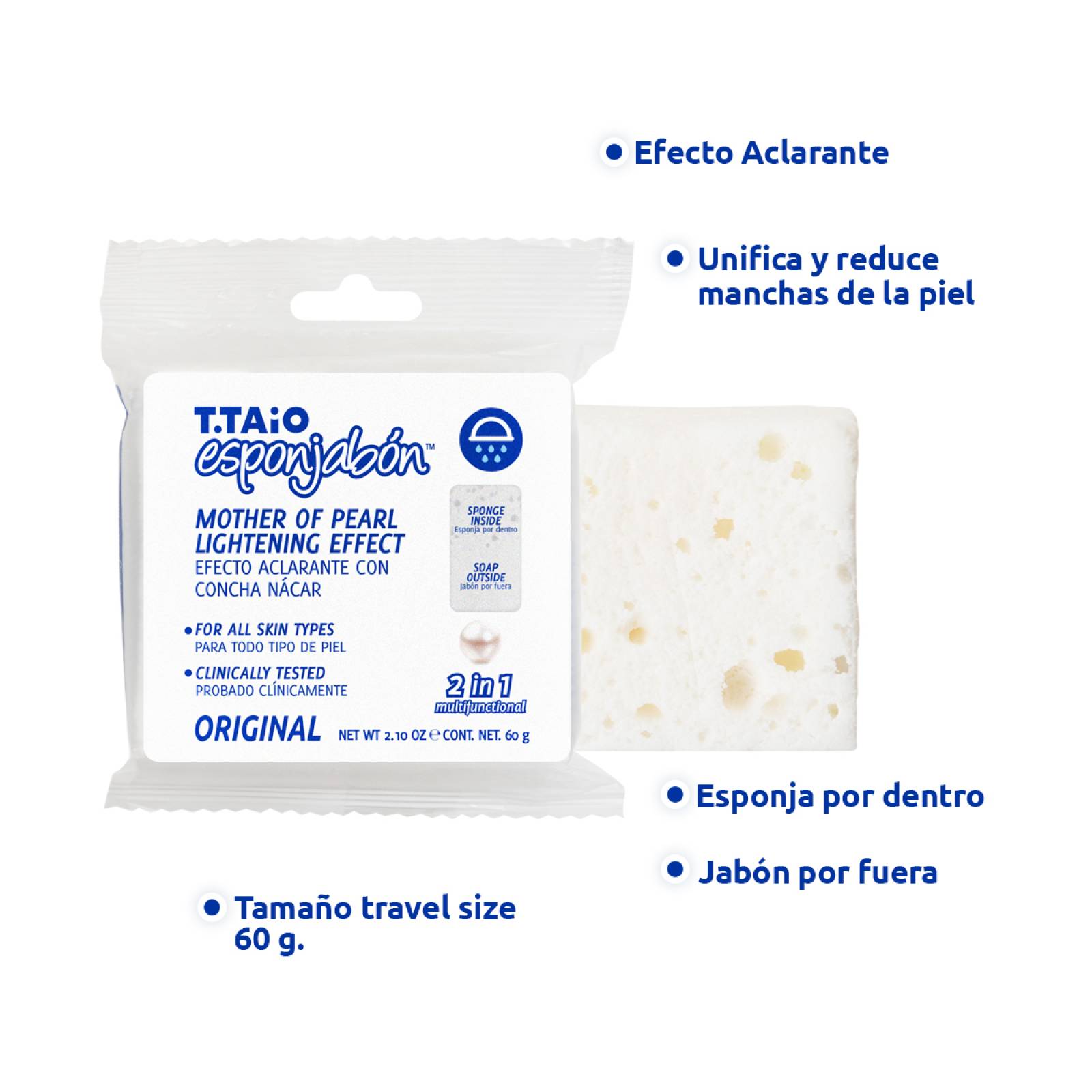T.Taio Sixpack Esponjabon Mini Concha Nacar Aclarante 2 en 1