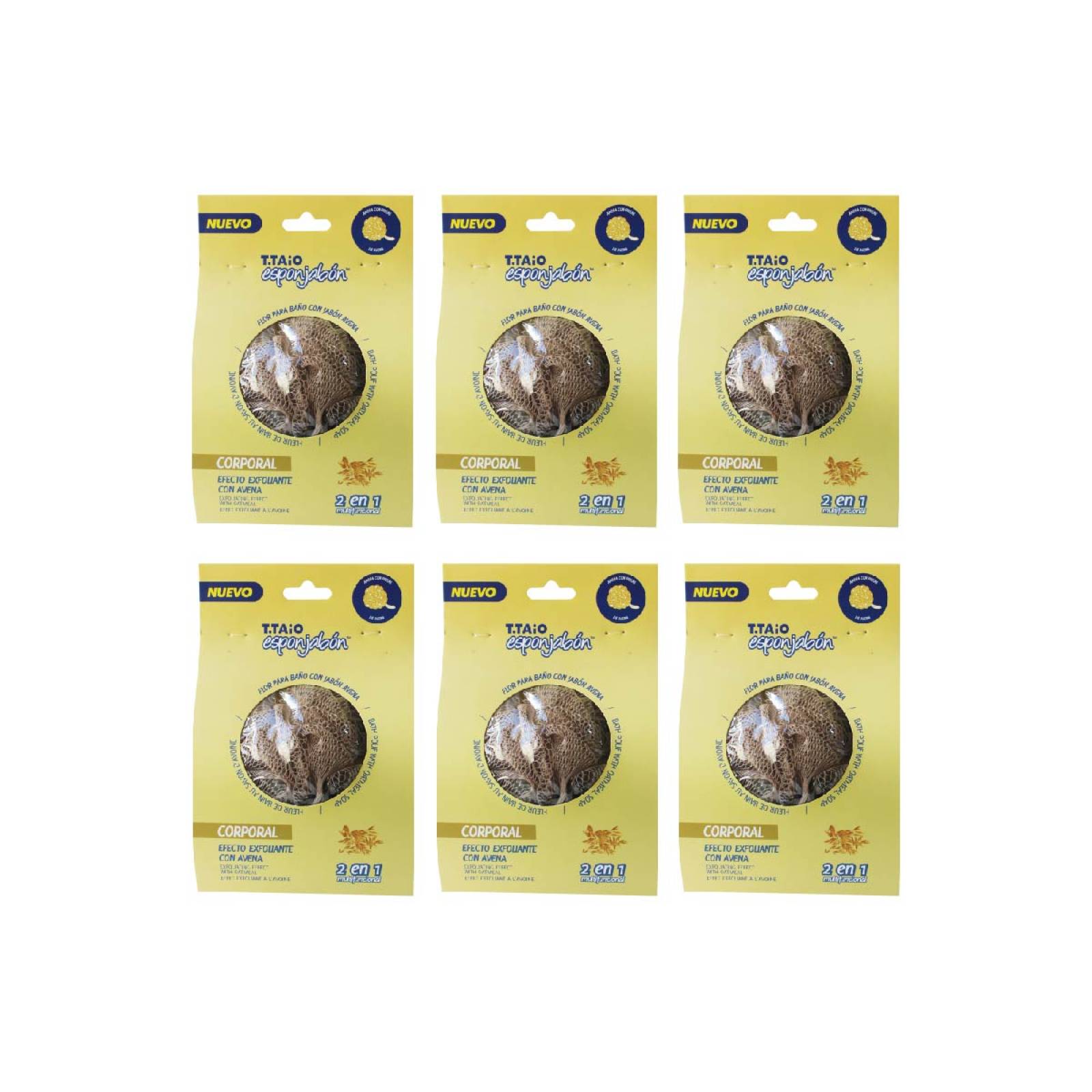 T.Taio sixpack Flor de Baño Esponjabon Avena Exfoliante con trocitos de jabón