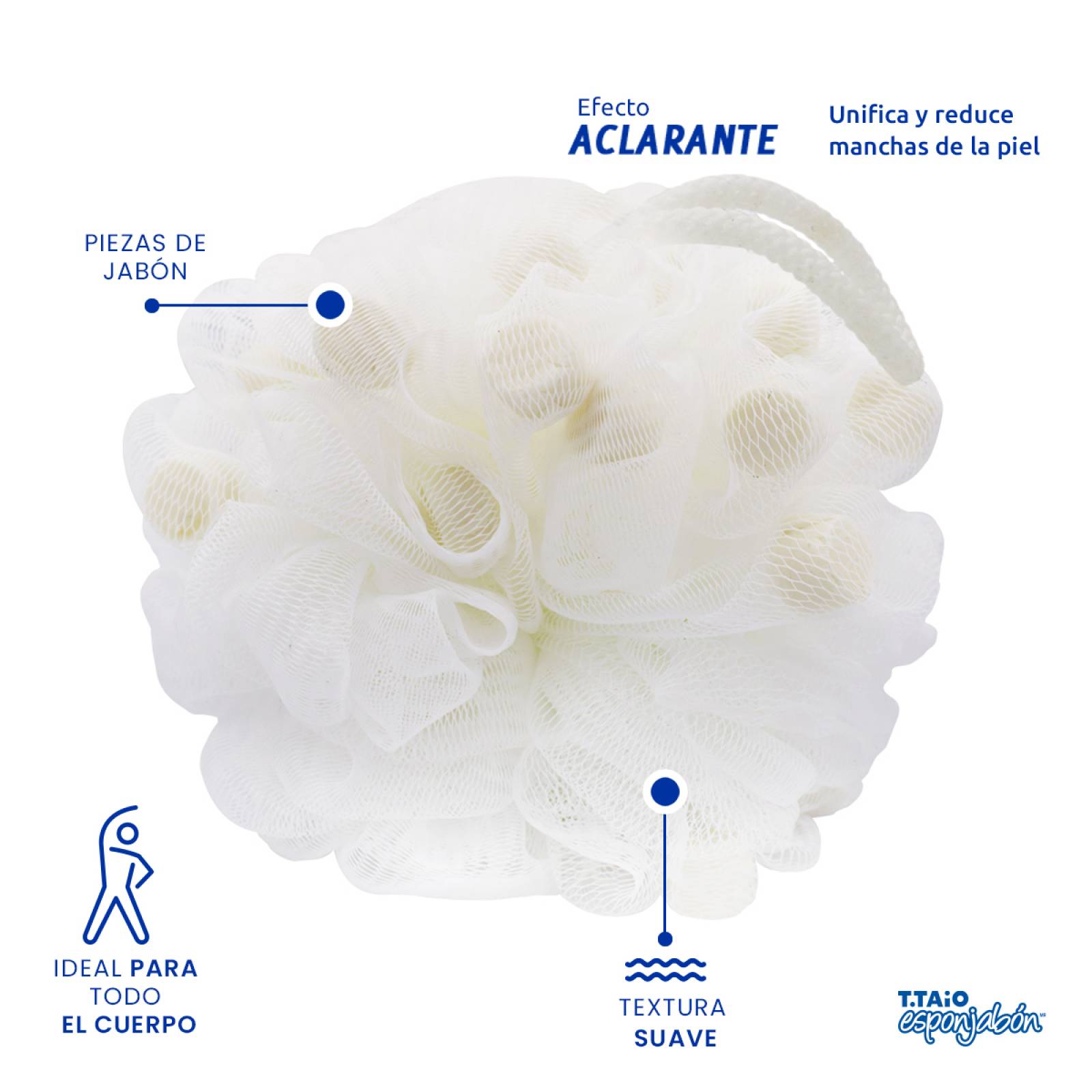 T.Taio Flor de Baño Esponjabon Concha Nacar Aclarante con trocitos de jabón