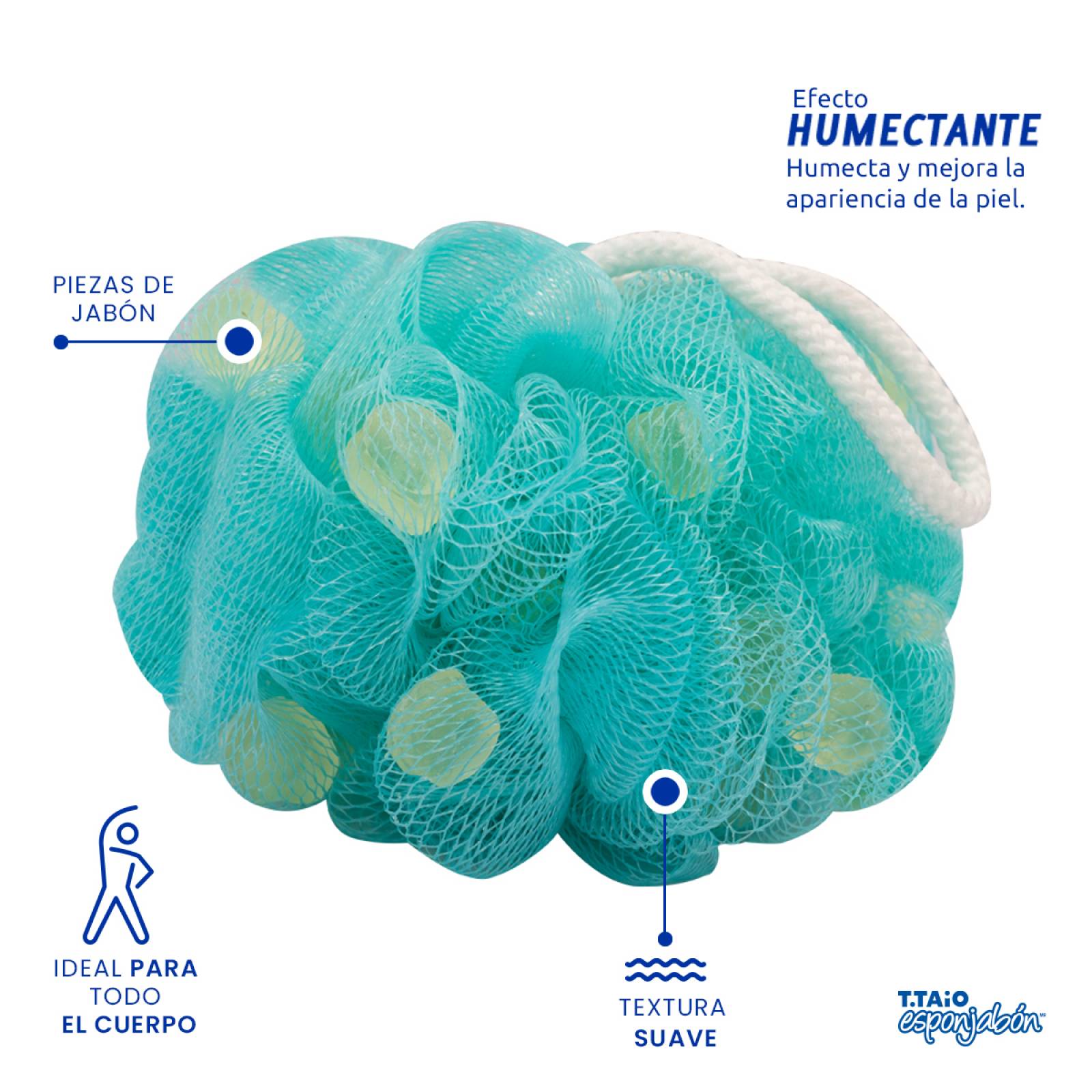 T.Taio Sixpack Flor de Baño Esponjabon Sabila Humectante con trocitos de jabón