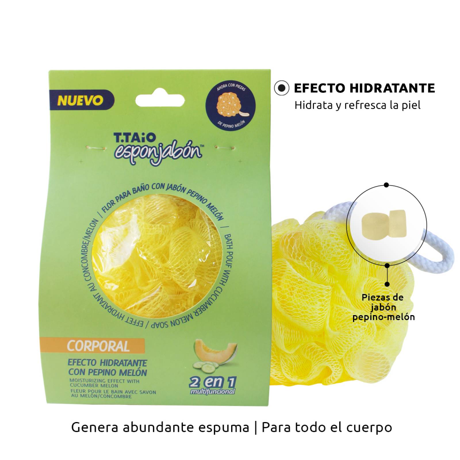 T.Taio Flor de Baño Esponjabon Pepino-Melon Hidratante con trocitos de jabón