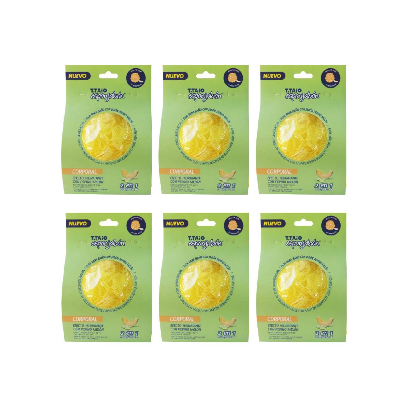 T.Taio Sixpack Flor de Baño Esponjabon Pepino-Melon Hidratante con trocitos de jabón