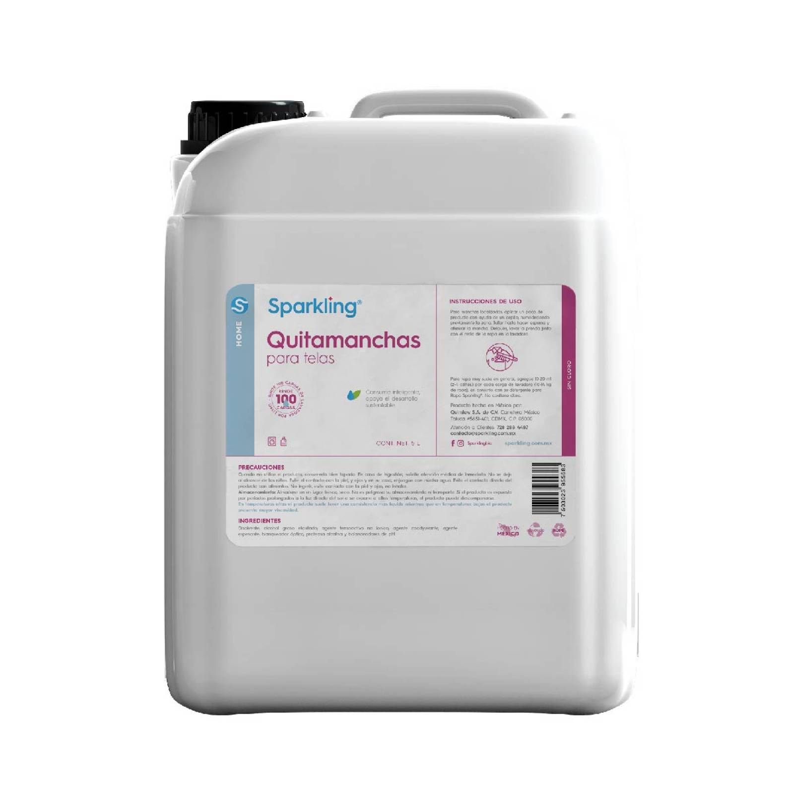 Sparkling Quitamanchas para Ropa y Telas 5 litros.