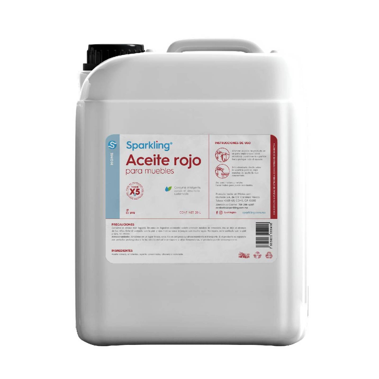 Sparkling Aceite Rojo para Muebles 20 litros.
