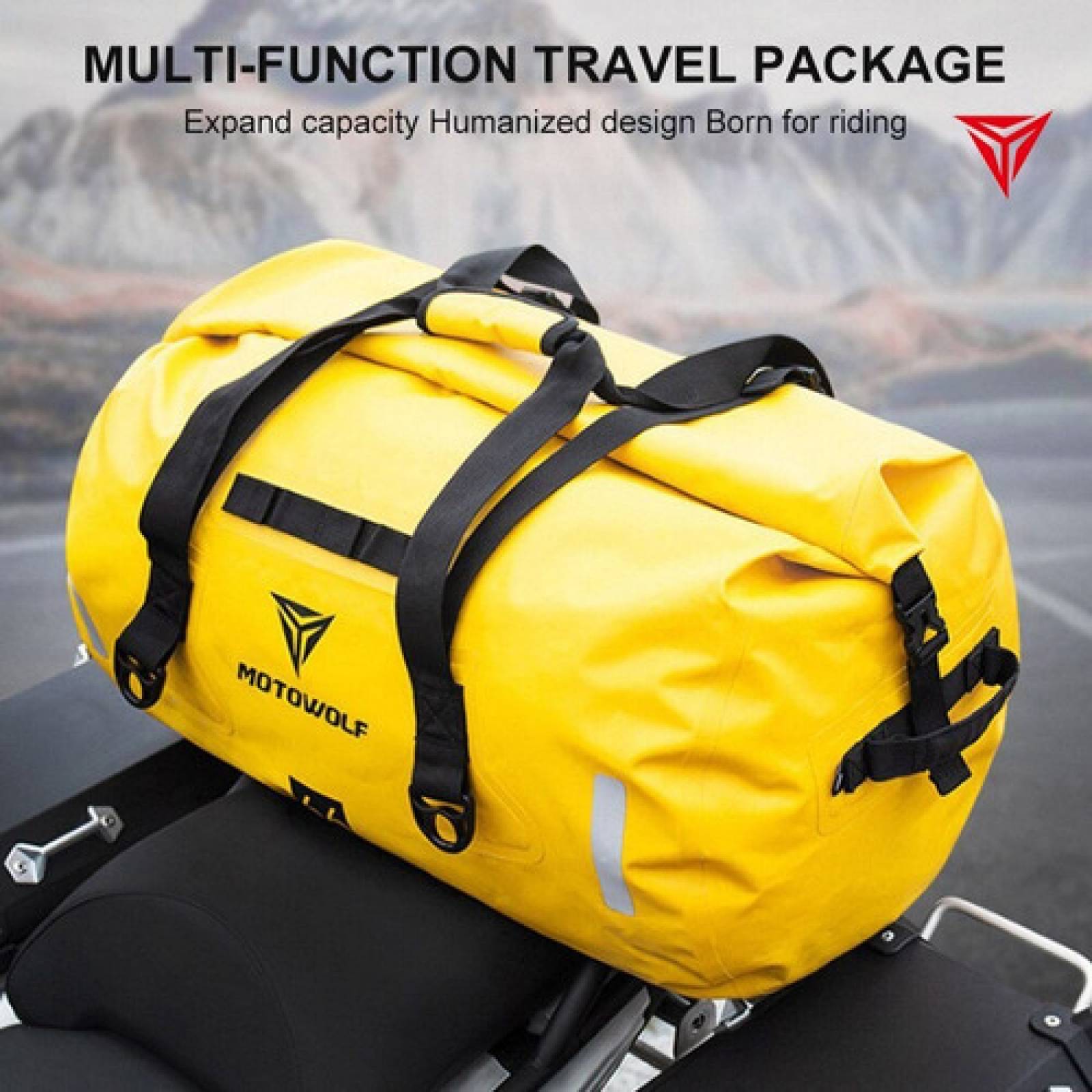 Bolsa Moto Impermeable 66lt Maleta Mochila Equipaje Moto color amarillo