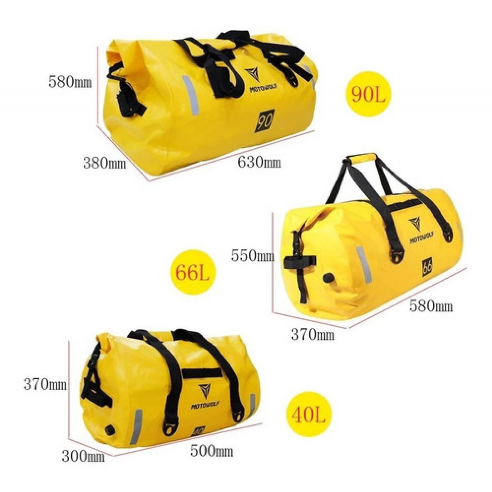 Bolsa Moto Impermeable 66lt Maleta Mochila Equipaje Moto color amarillo