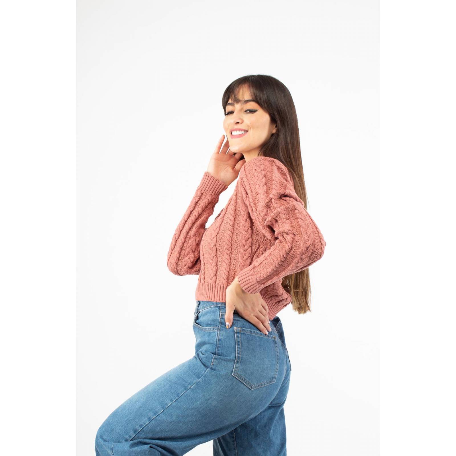 Crop top tejido online manga larga