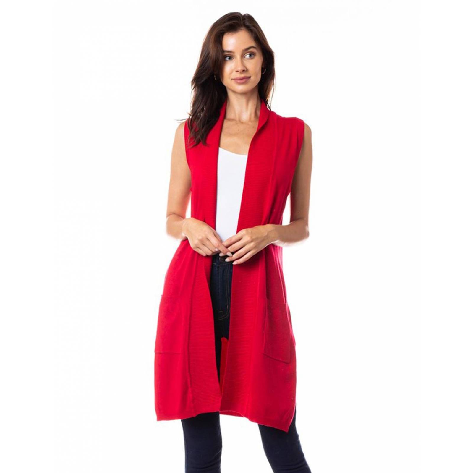 Chaleco tejido ligero con bolsillos AMAD para mujer 