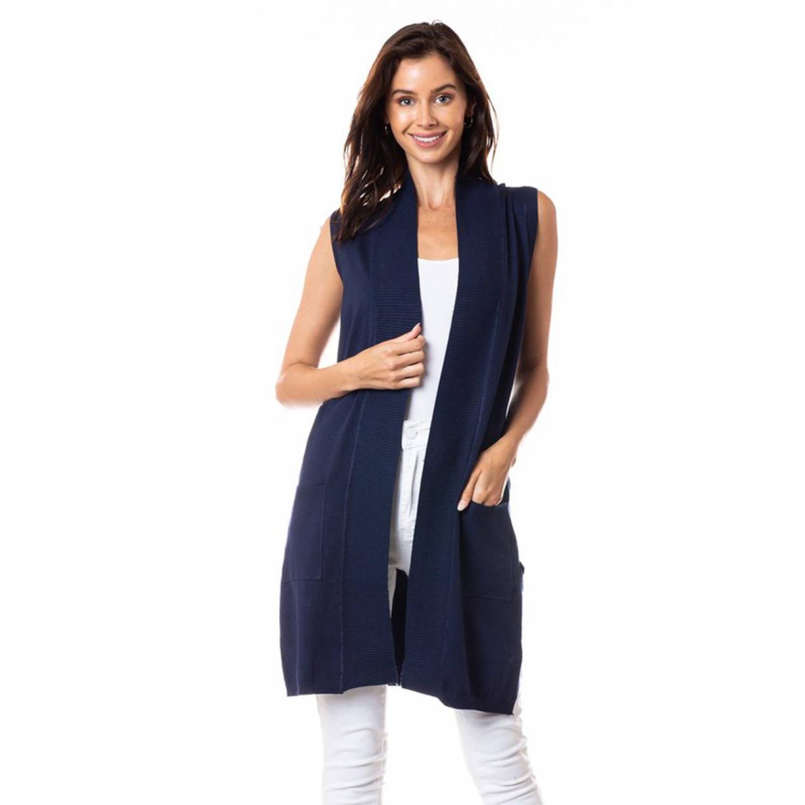 Chaleco tejido ligero con bolsillos AMAD para mujer 