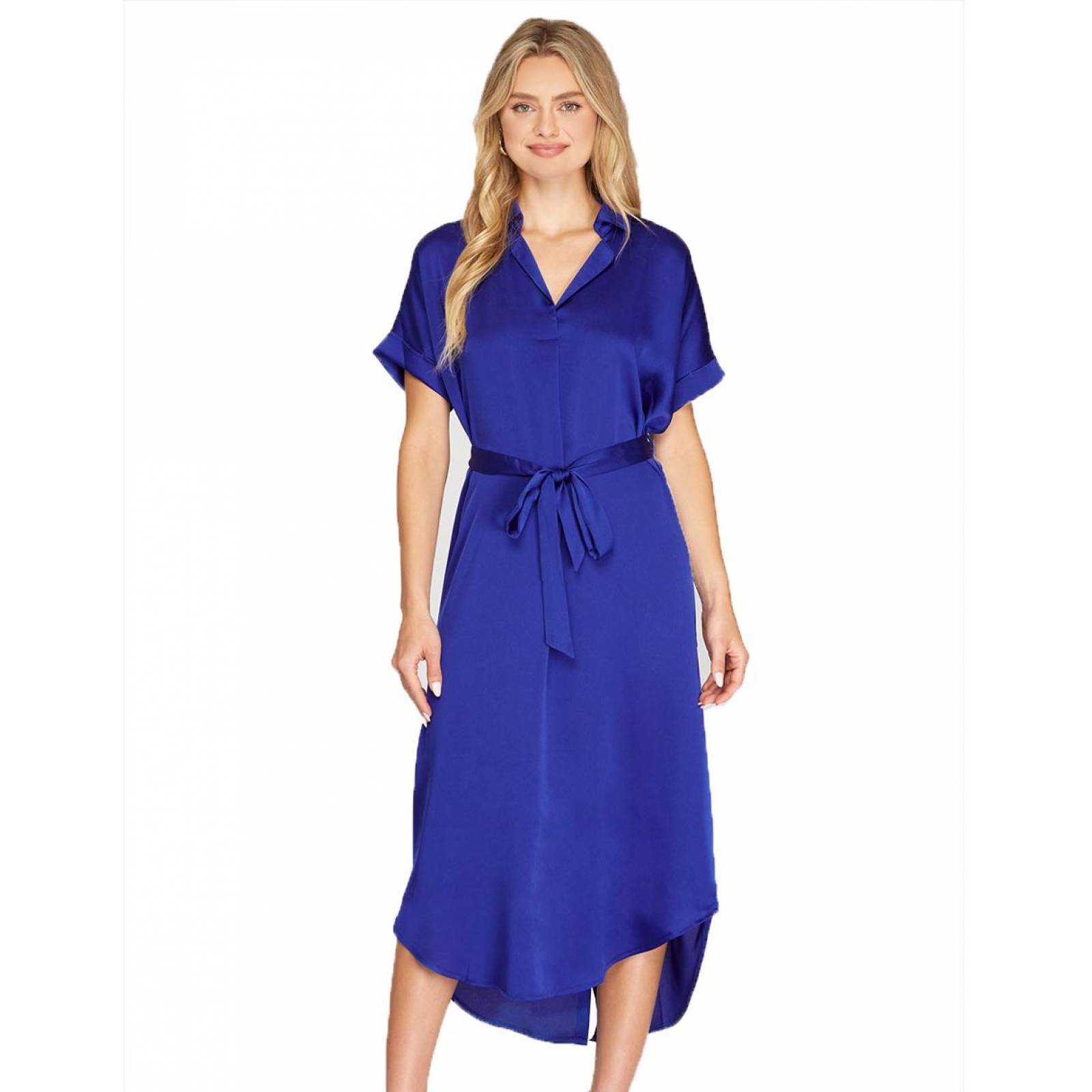 Vestido camisero satinado AMAD para mujer 